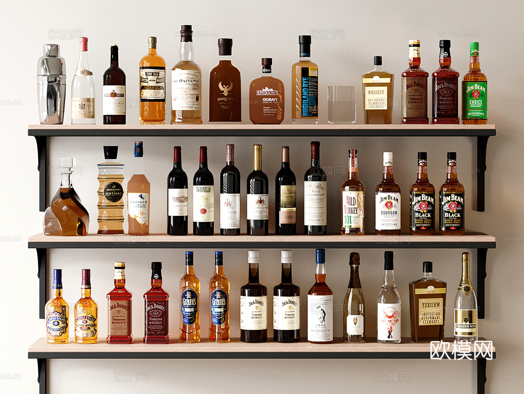 现代酒瓶酒杯 酒具 红酒 洋酒su模型