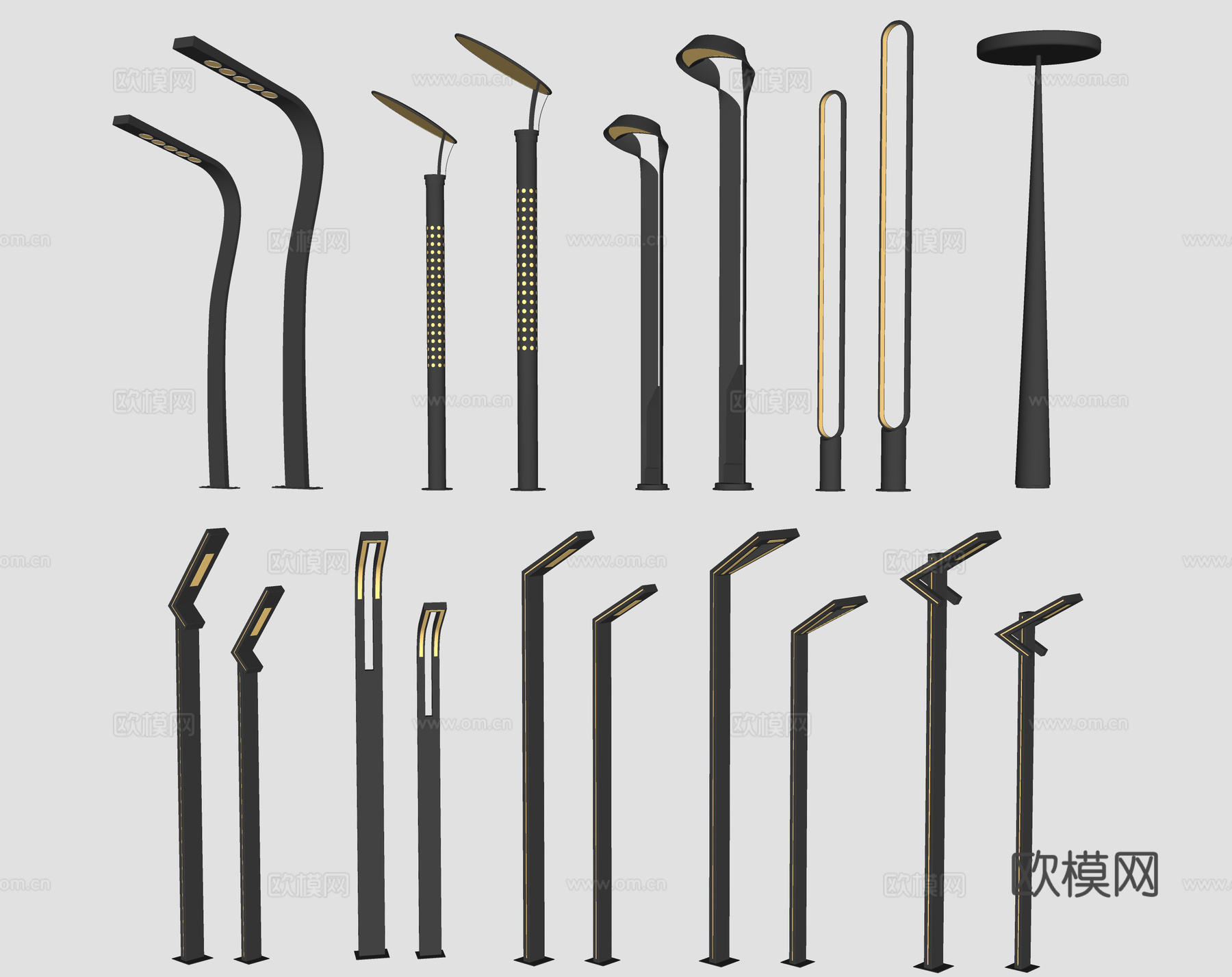 现代路灯 景观灯 户外灯 庭院灯 高杆灯 照明灯 特色灯具su模型