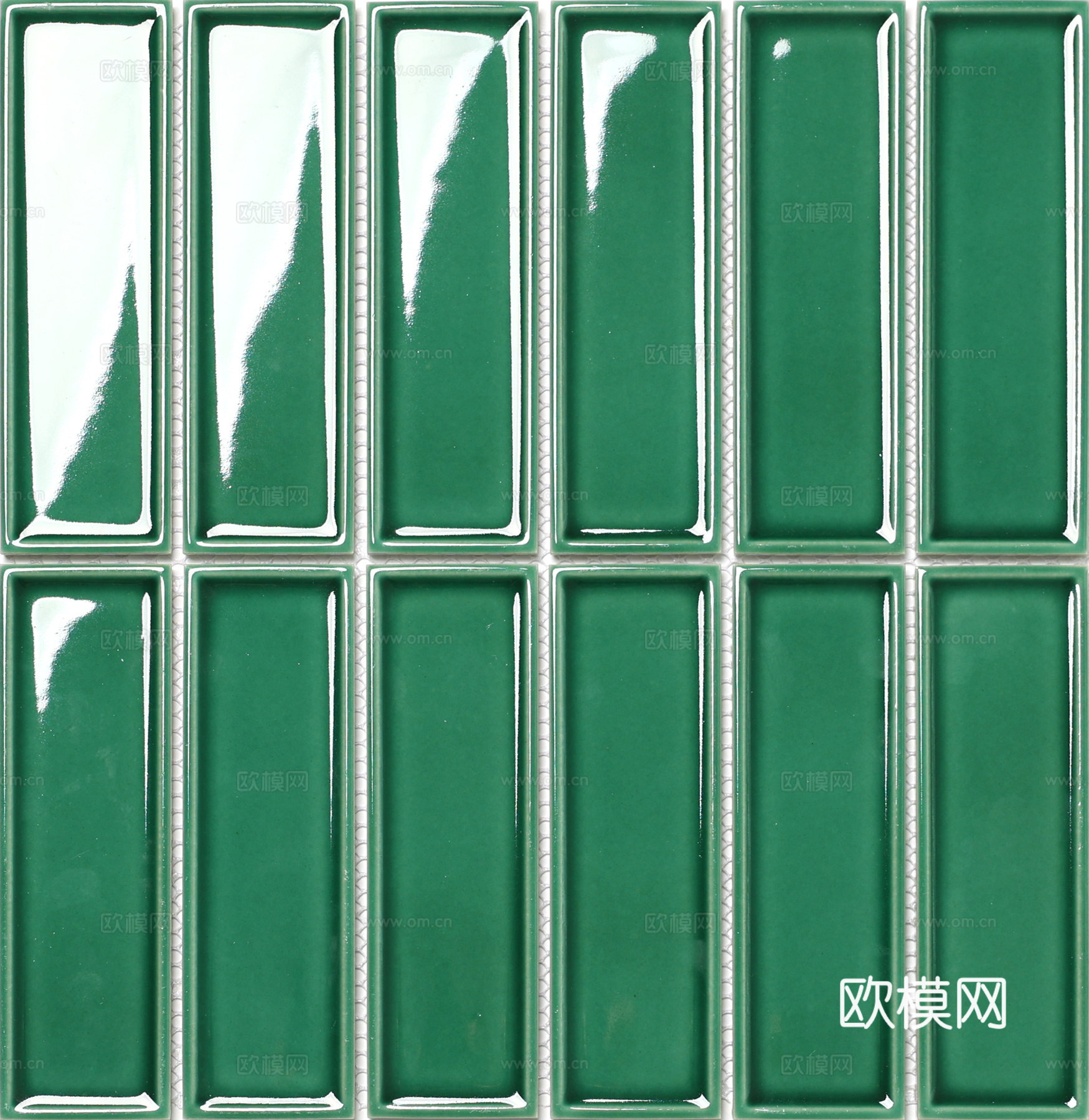 祖母绿复古长条砖 南洋风厨房卫生间墙砖 无缝贴图