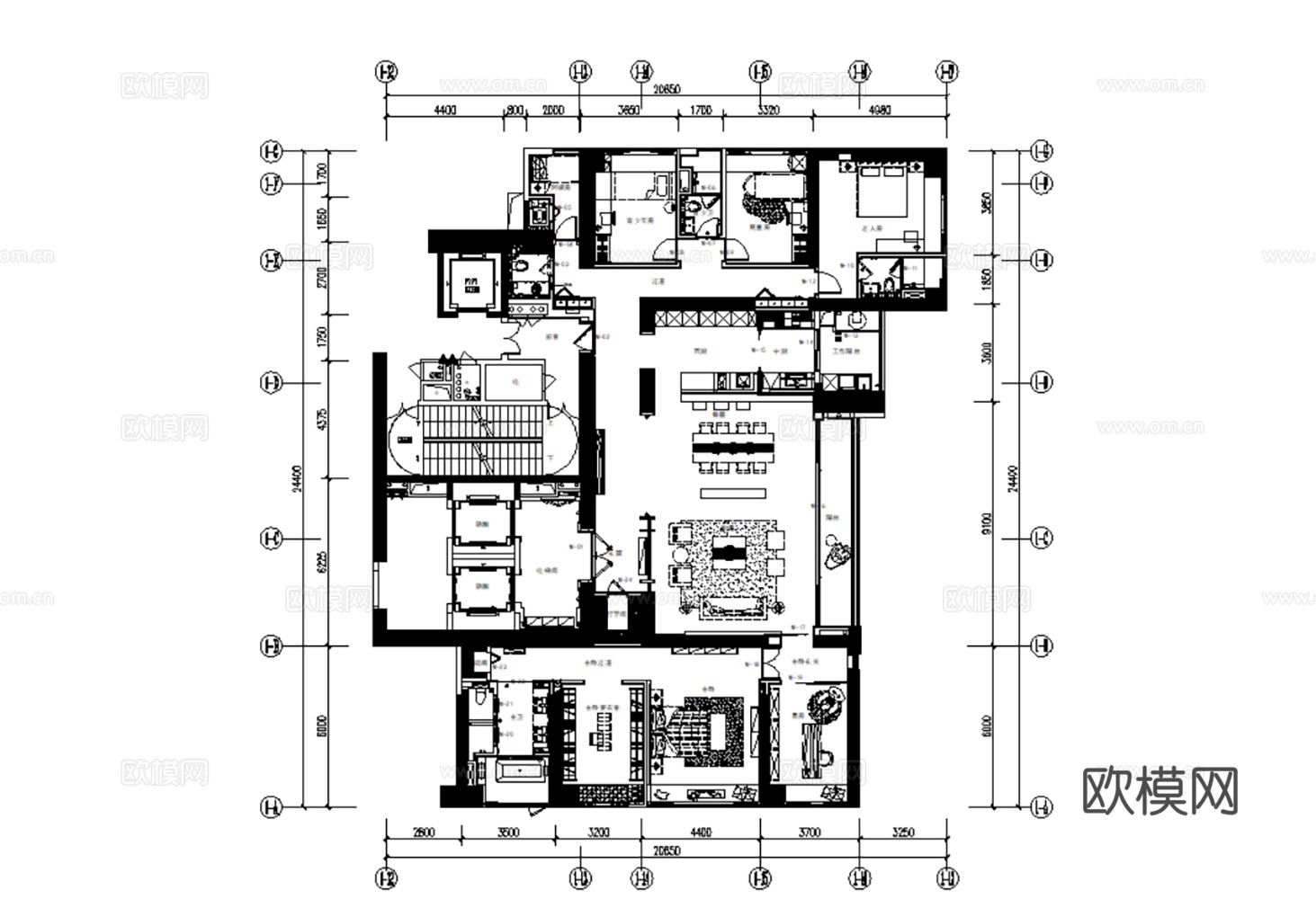 大平层 简约风 样板间 家装豪宅 大户型 现代简约 洋房 超cad施工图
