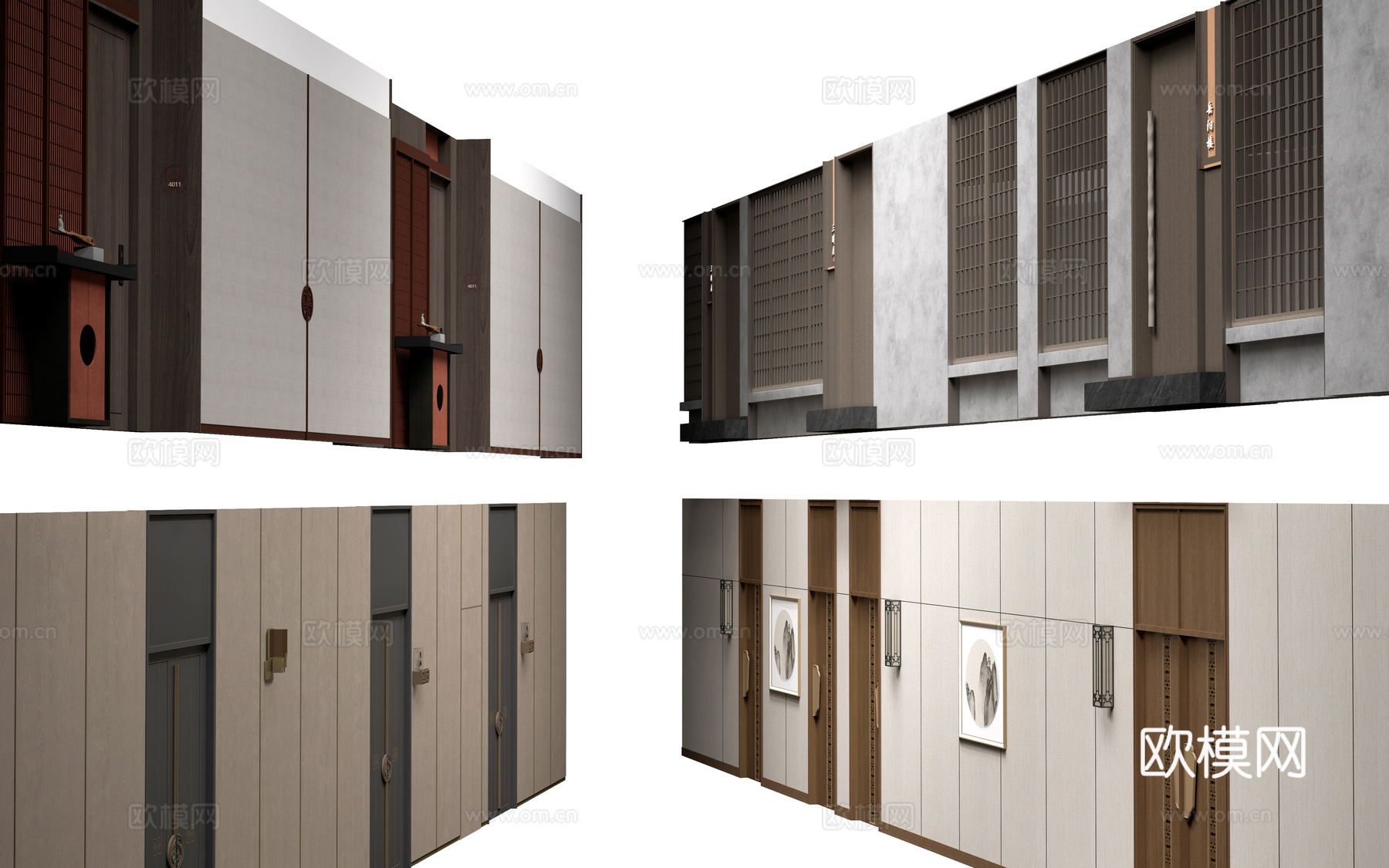 现代办公室走廊 酒店走廊 过道su模型