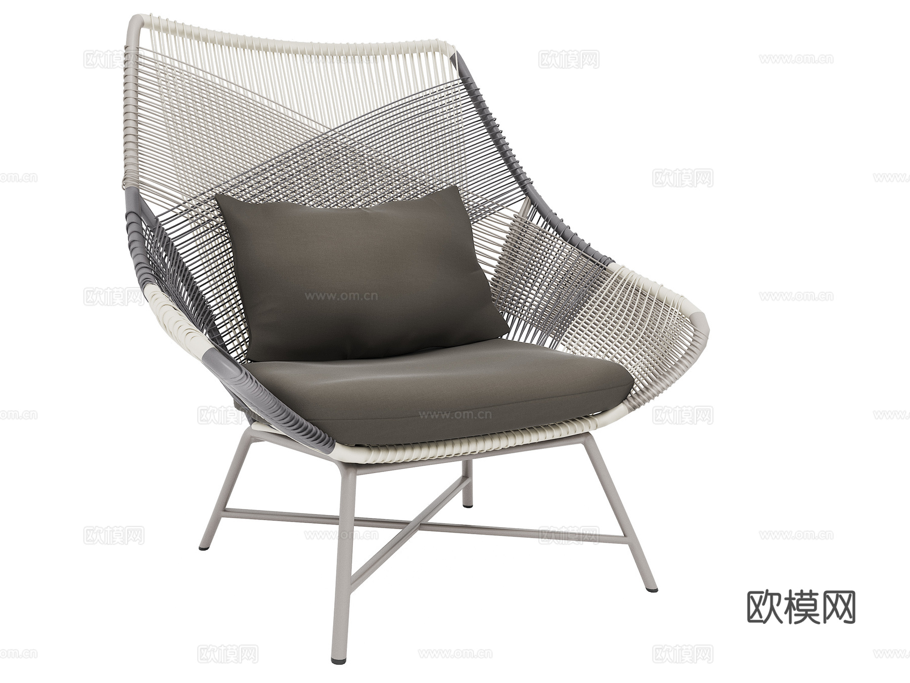 现代休闲编织办公单椅3d模型下载（渲染图4）