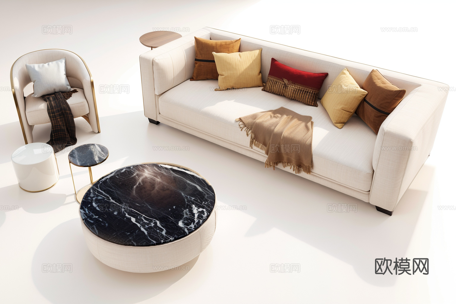 沙发茶几su模型