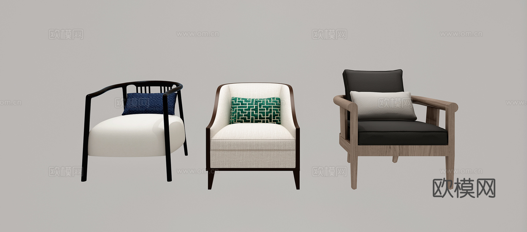 新中式单椅组合3d模型