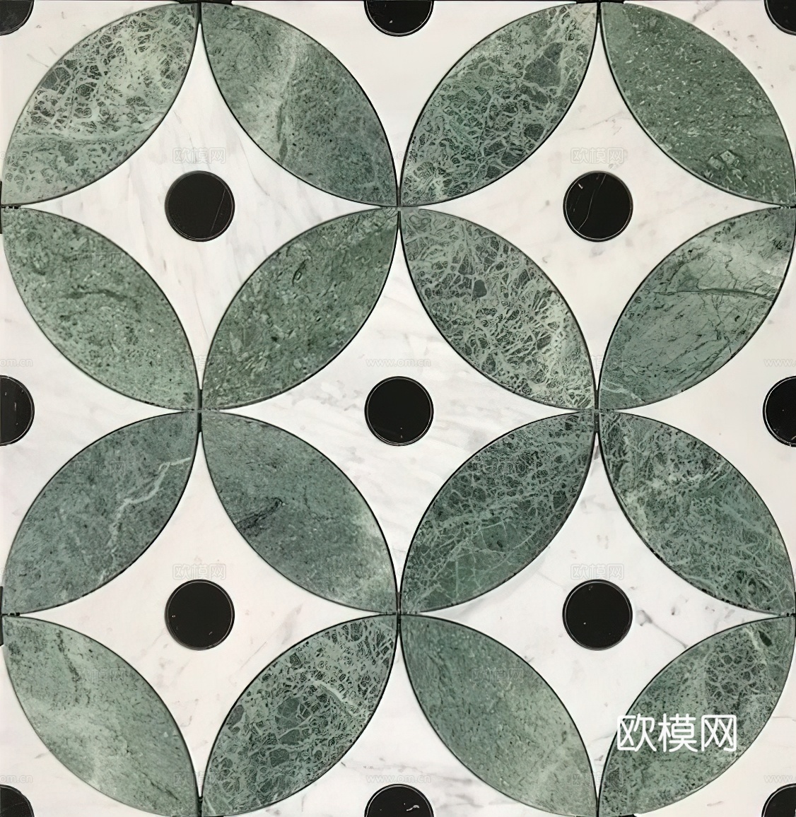 法式北欧无缝绿色复古花砖瓷砖贴图