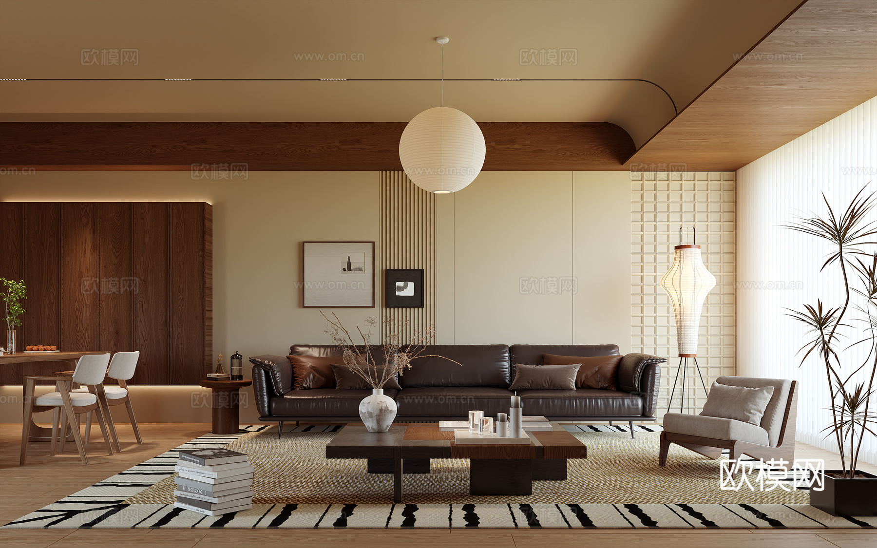 中古风客餐厅su模型