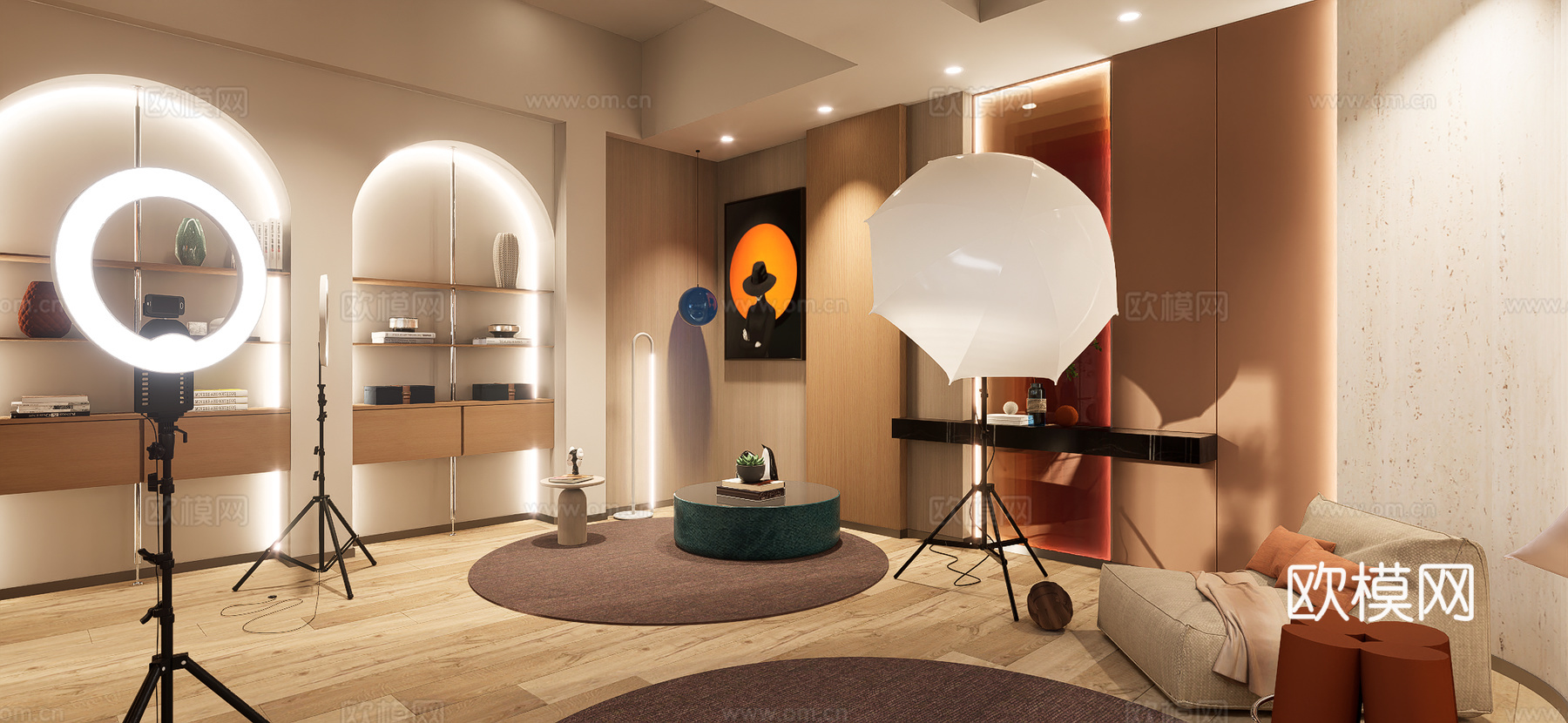 现代服装店直播间3d模型下载（渲染图2）
