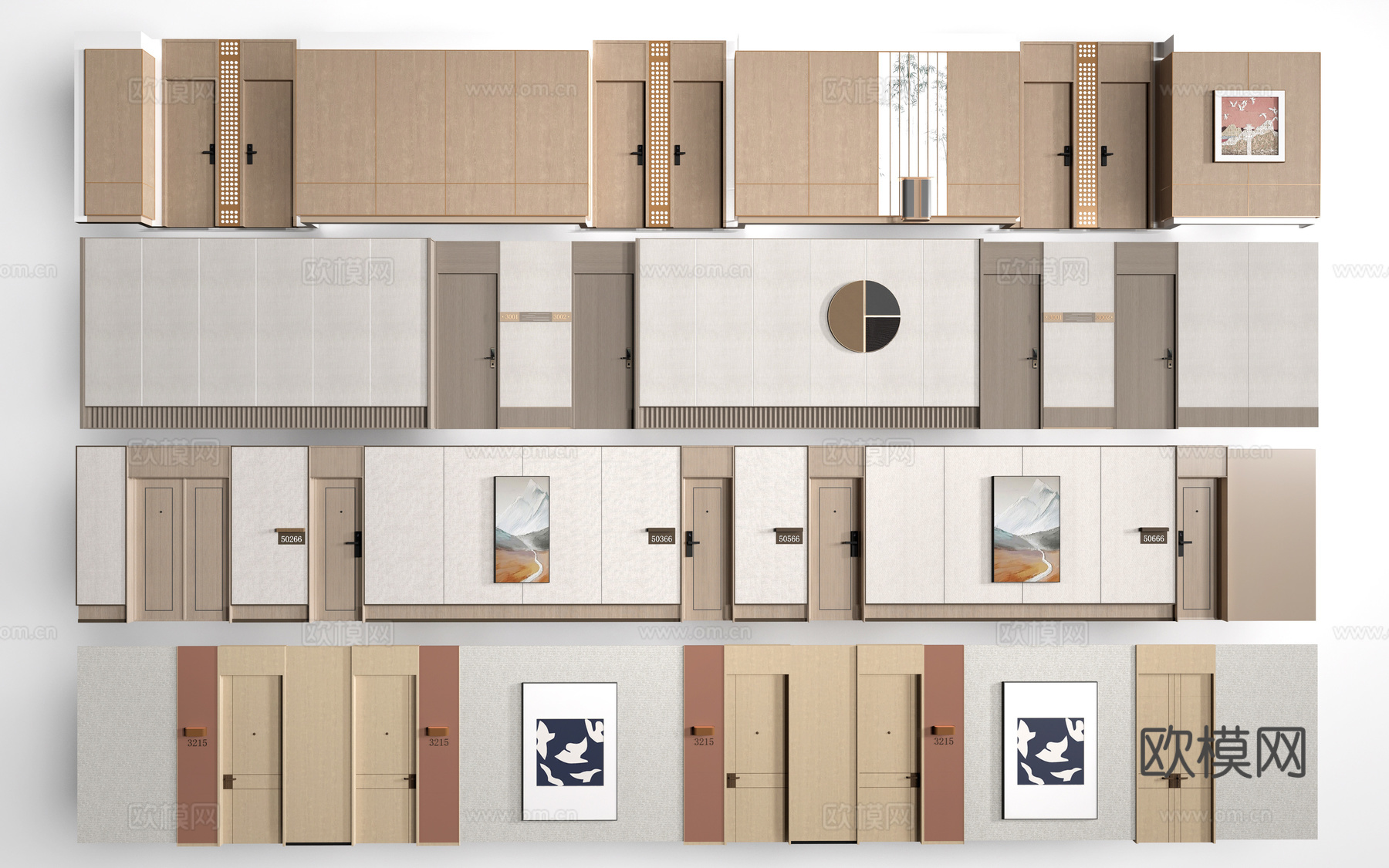 现代办公室走廊 酒店走廊 过道su模型