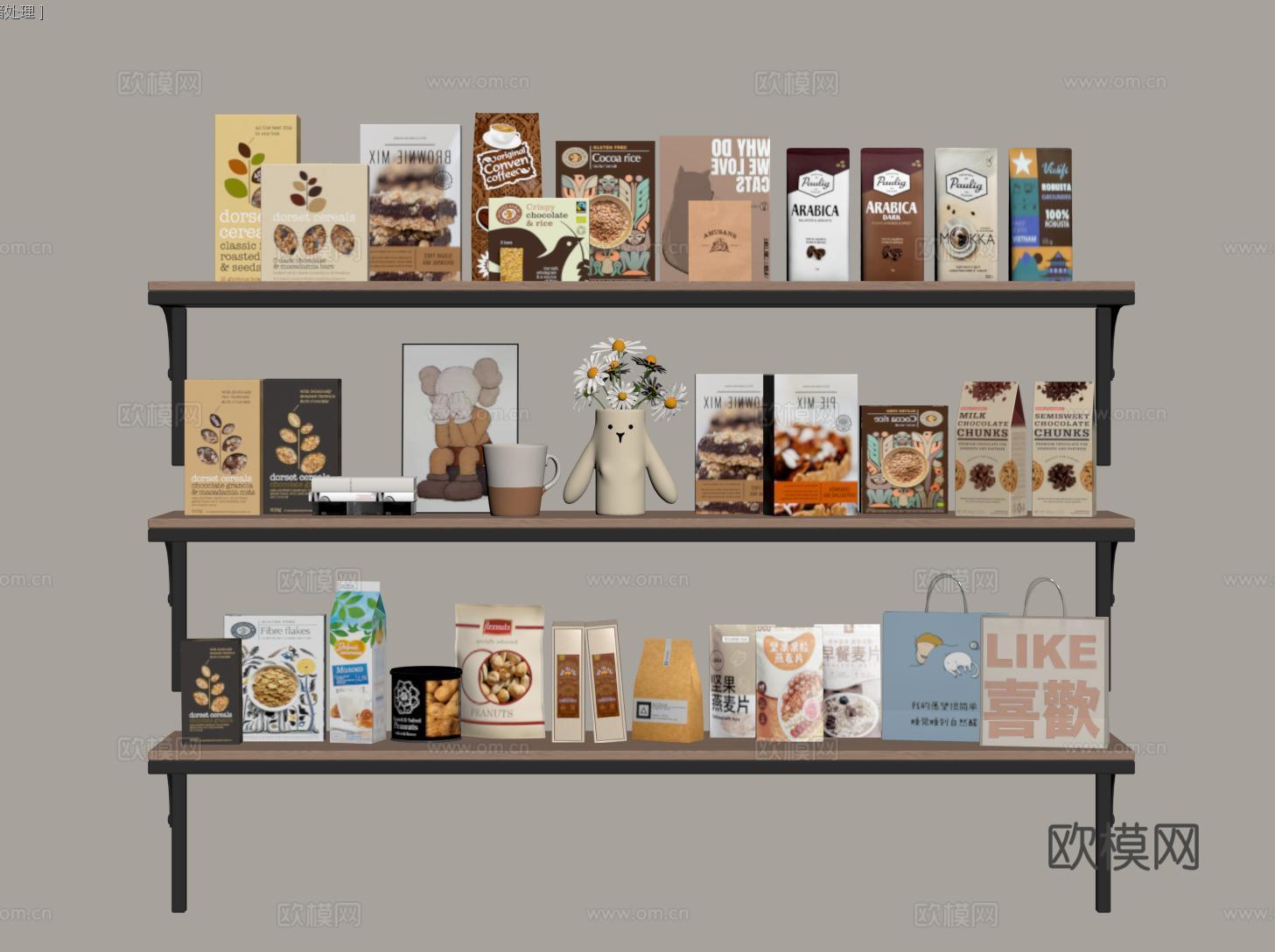 现代食物 厨房用品 饼干 牛奶su模型