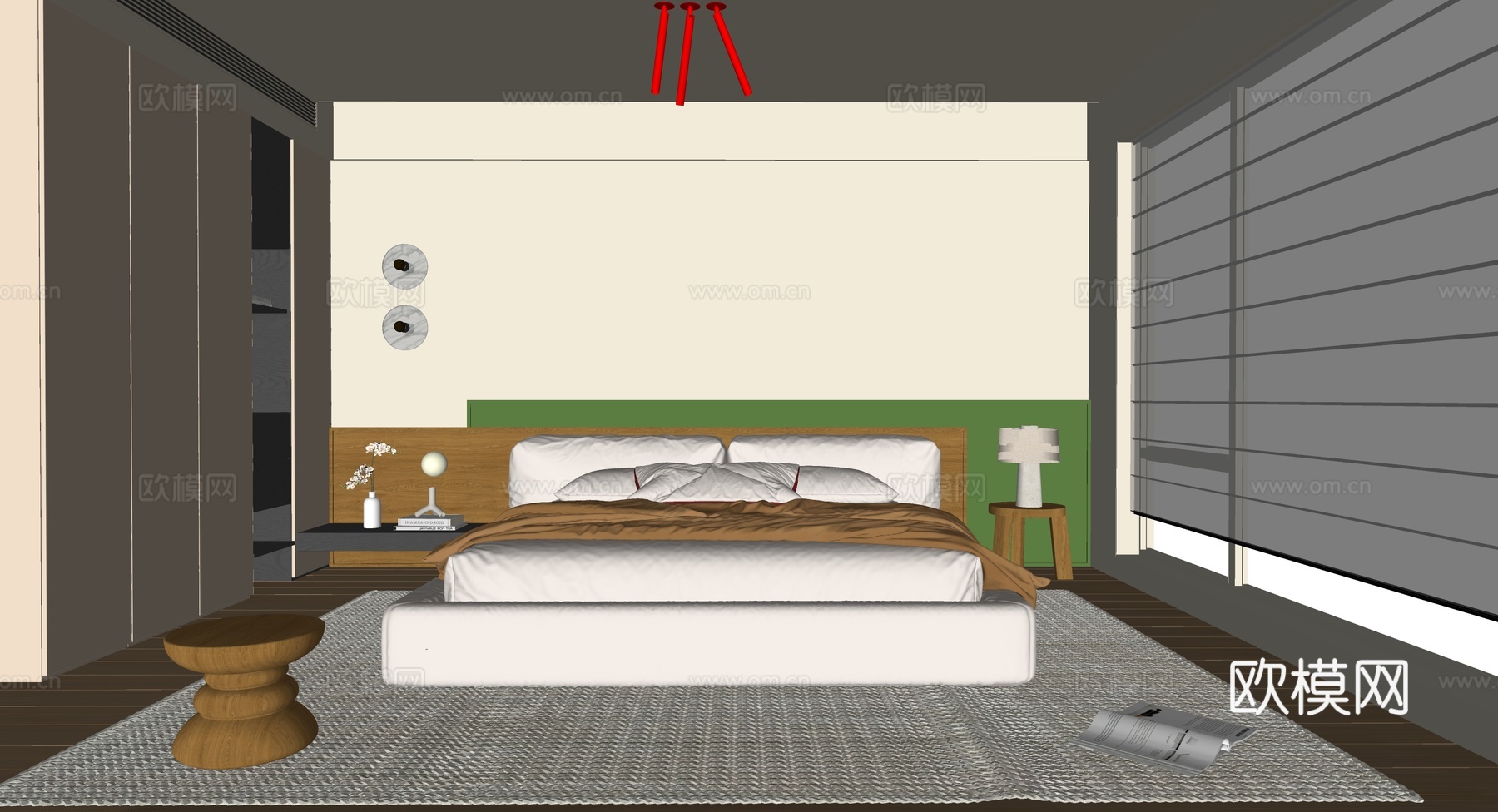 现代卧室su模型