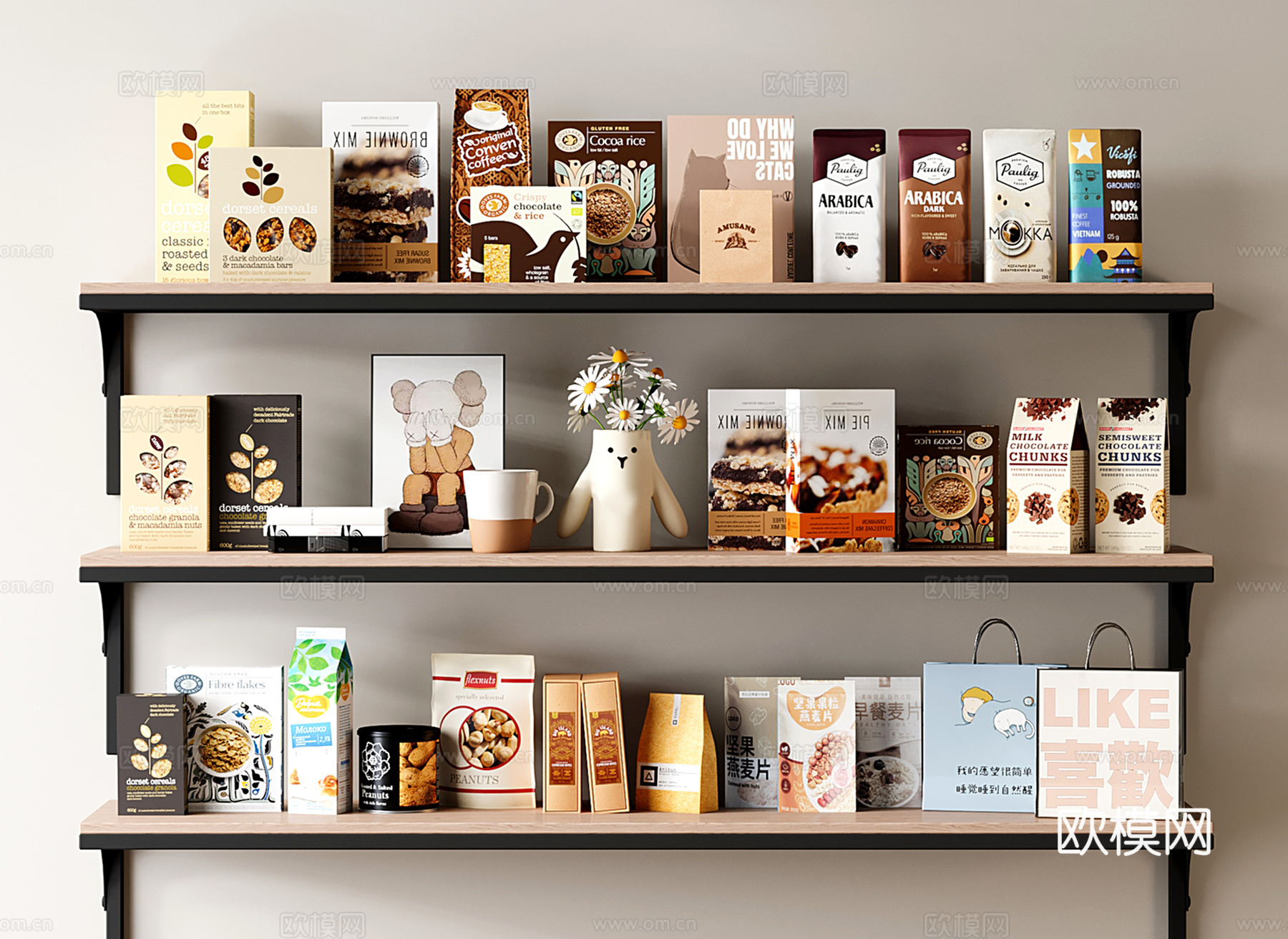 现代食物 厨房用品 饼干 牛奶su模型