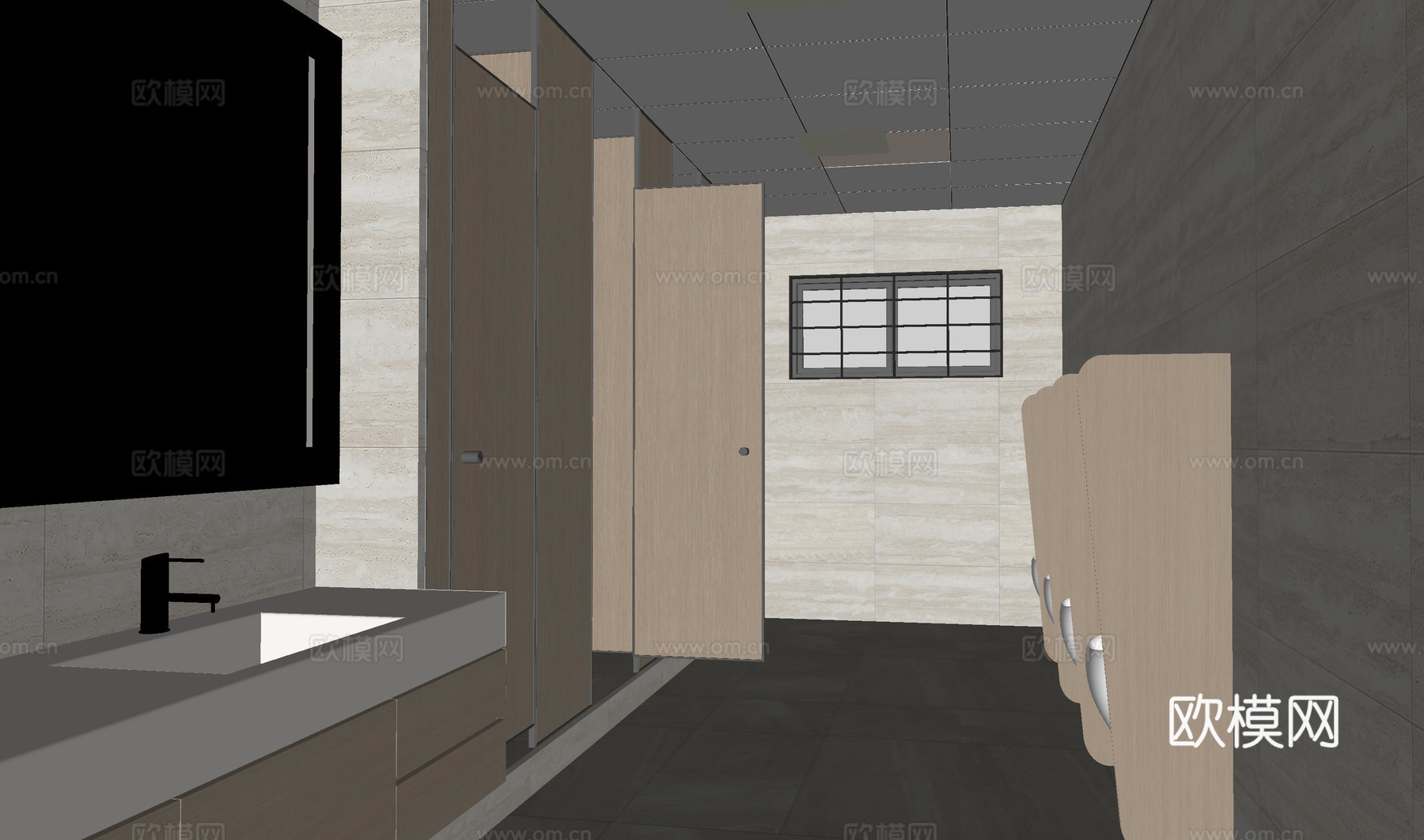 现代公共卫生间su模型