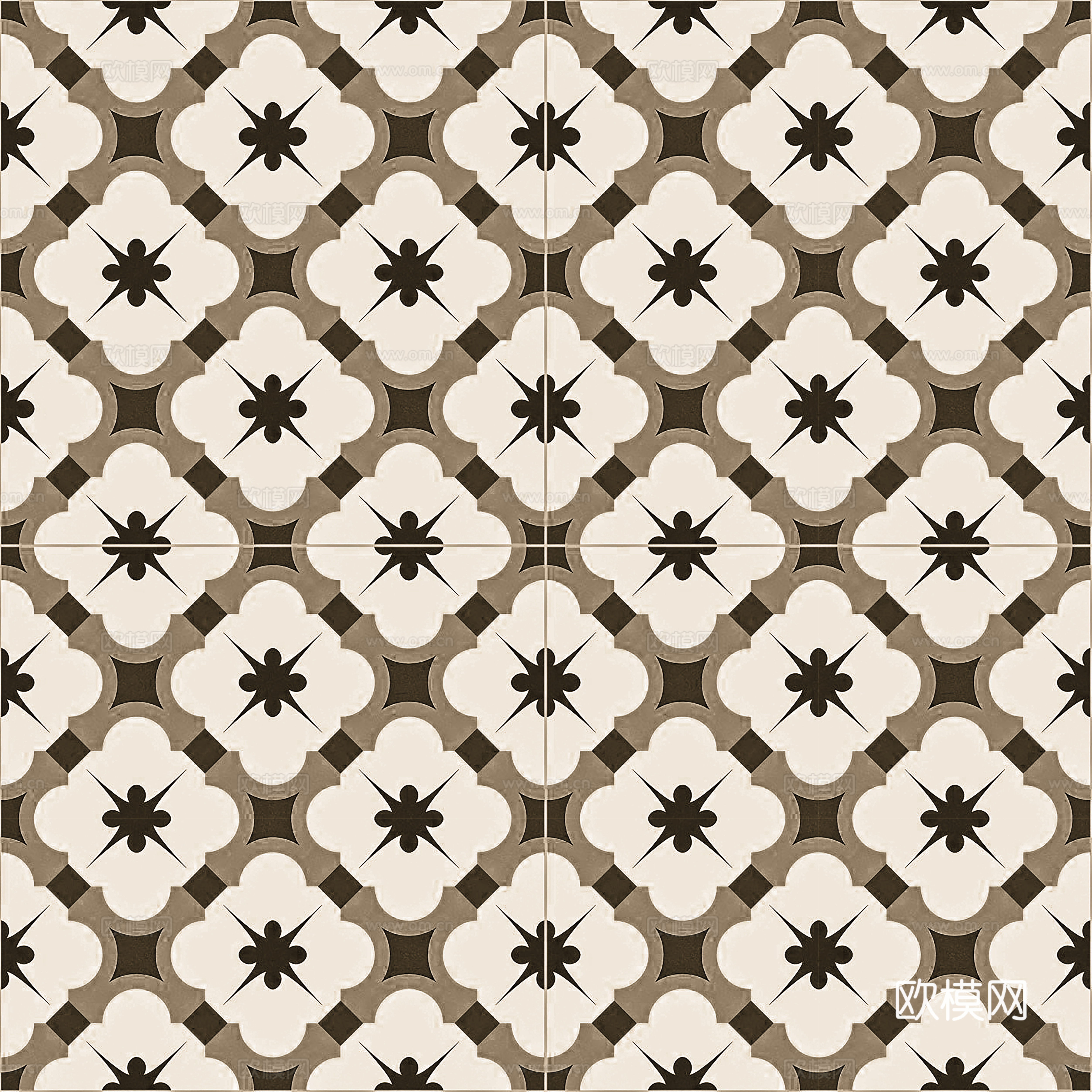 法式复古几何花砖艺术砖贴图