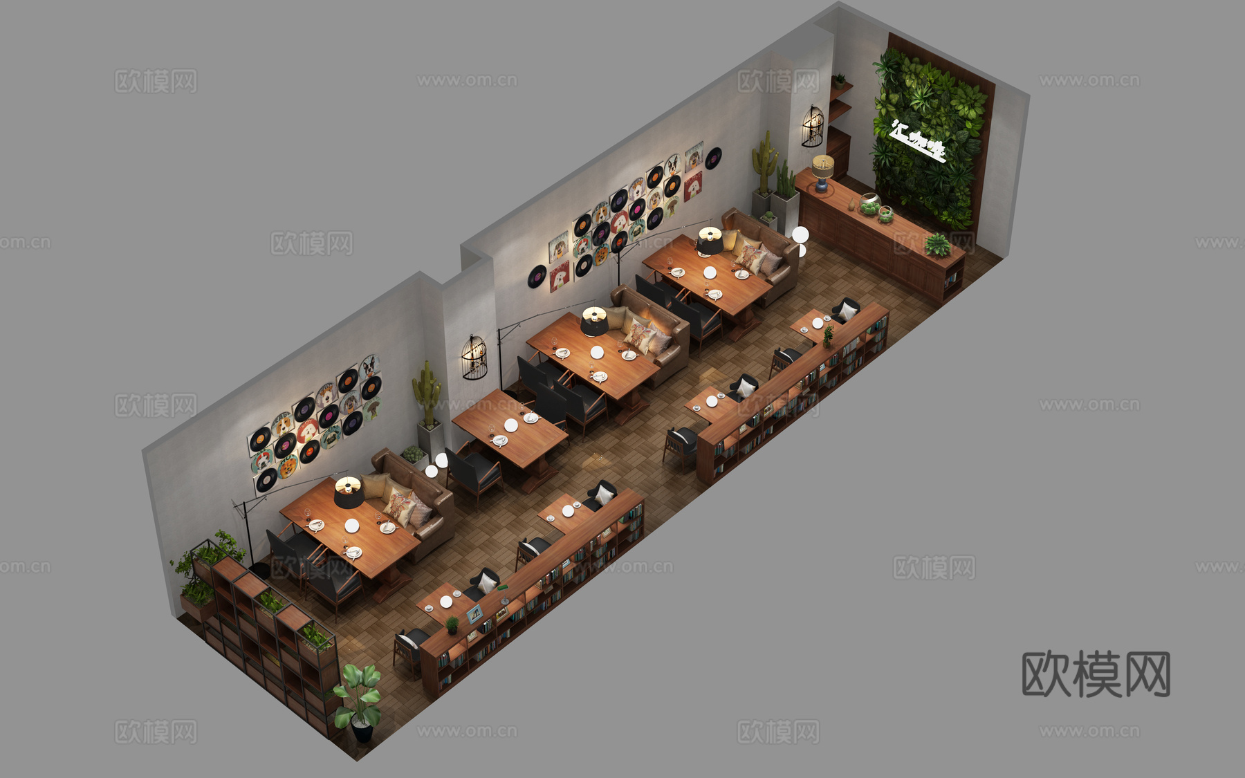 现代咖啡店鸟瞰图3d模型下载（渲染图1）