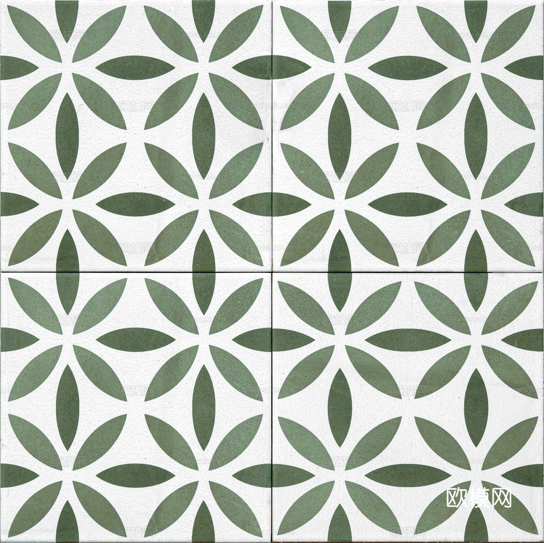 法式北欧无缝绿色复古小花砖瓷砖贴图