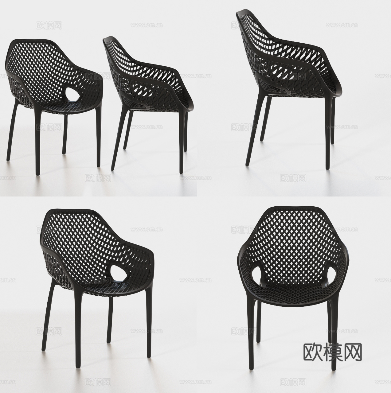 现代休闲椅子组合3d模型下载（渲染图1）