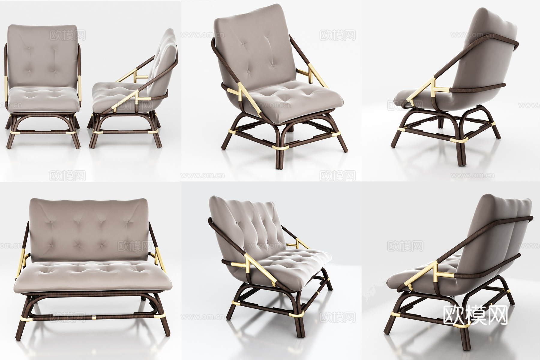 现代休闲单人椅3d模型下载（渲染图2）