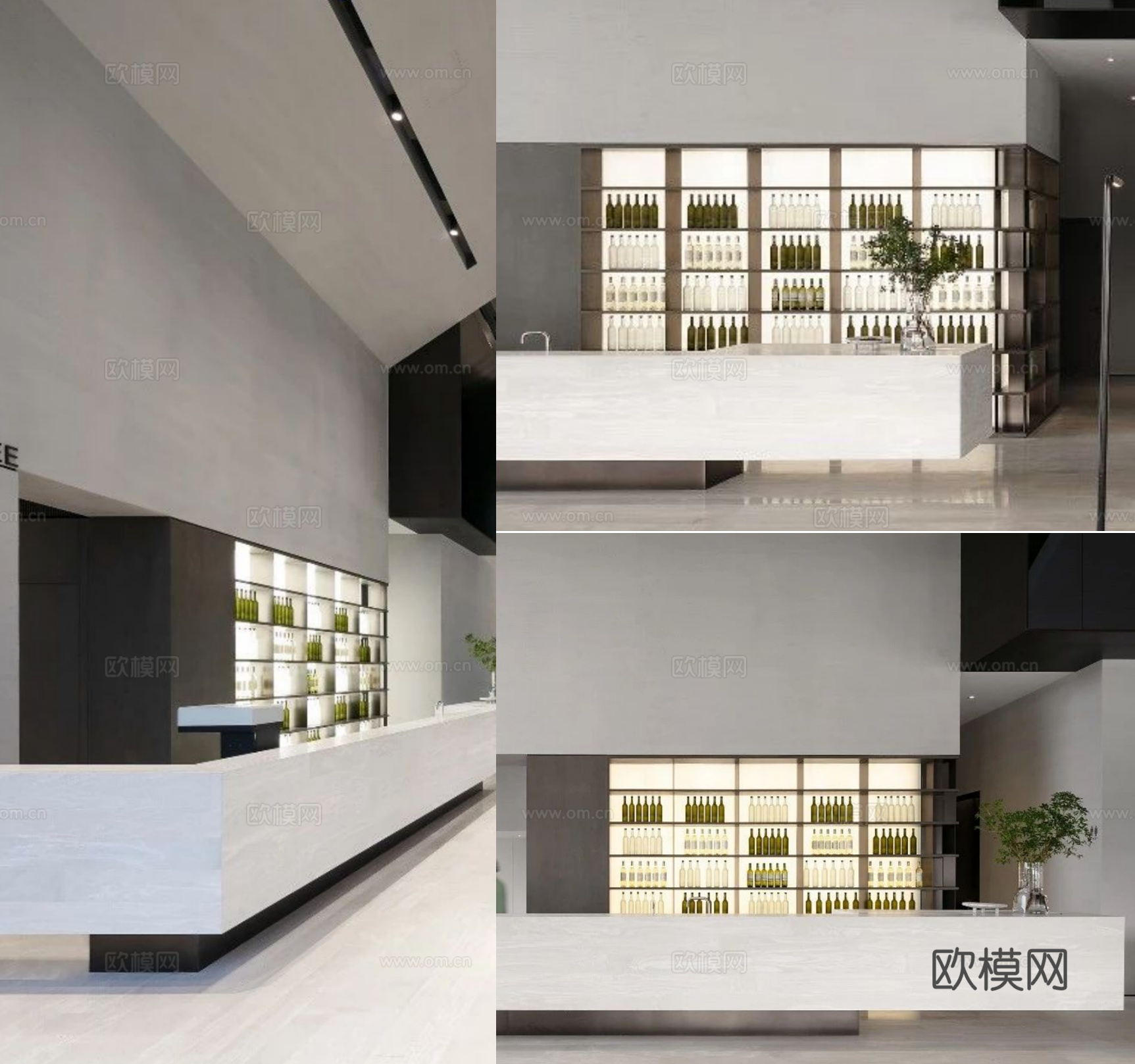 透光板层板柜、酒吧透光板酒柜、水吧透光背景背板、开放式酒架cad施工图下载（渲染图1）