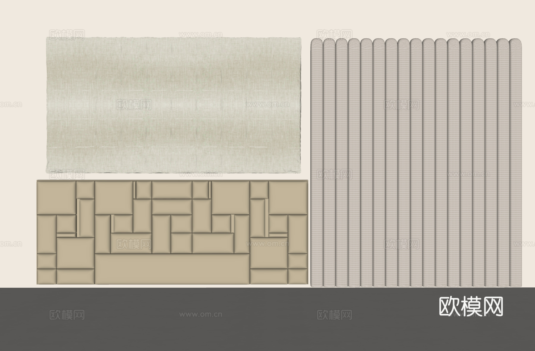 现代床头靠背 软包 抱枕 儿童床靠背 软包床背景su模型su模型