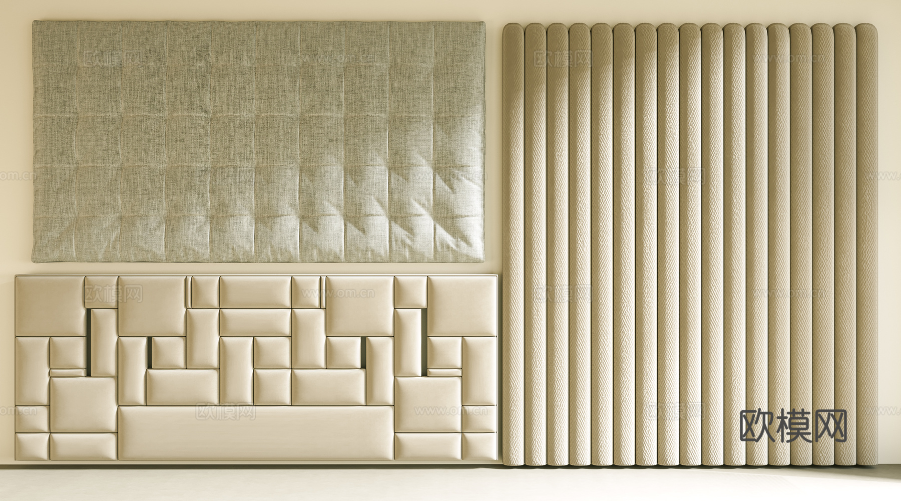 现代床头靠背 软包 抱枕 儿童床靠背 软包床背景su模型su模型