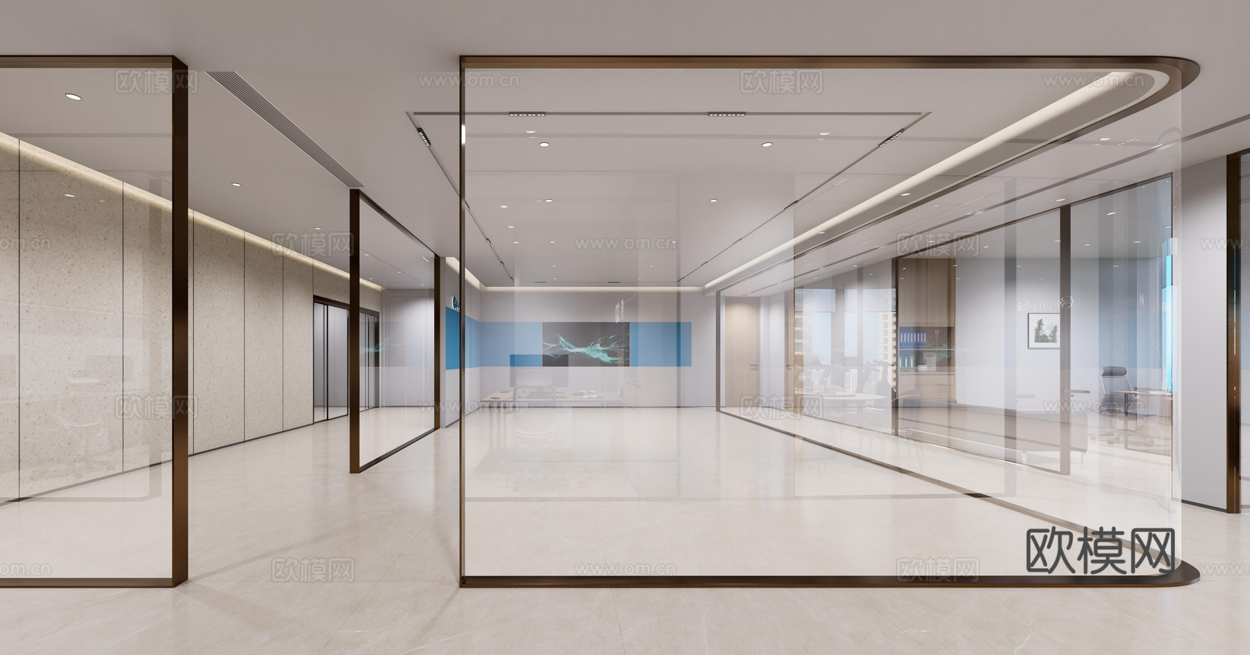 450m²办公室CAD施工图、机电图、效果图、物料册cad施工图下载（渲染图5）