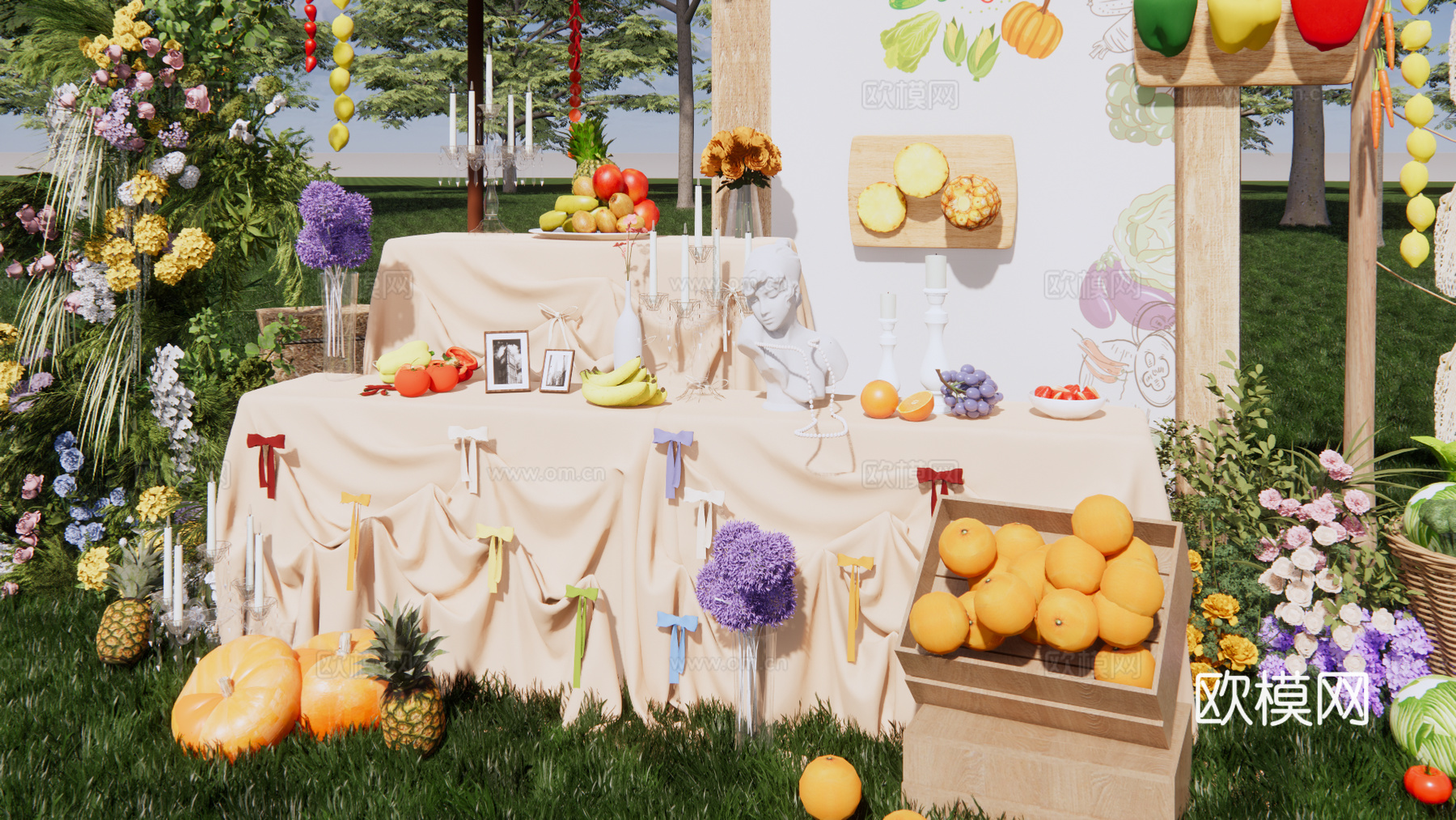 户外果蔬主题婚礼美陈su模型