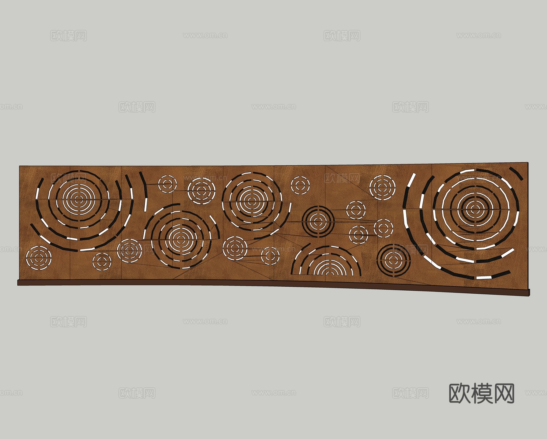 现代弧形金属景墙 耐候钢景墙 镂空景墙 广场公园花园景墙su模型