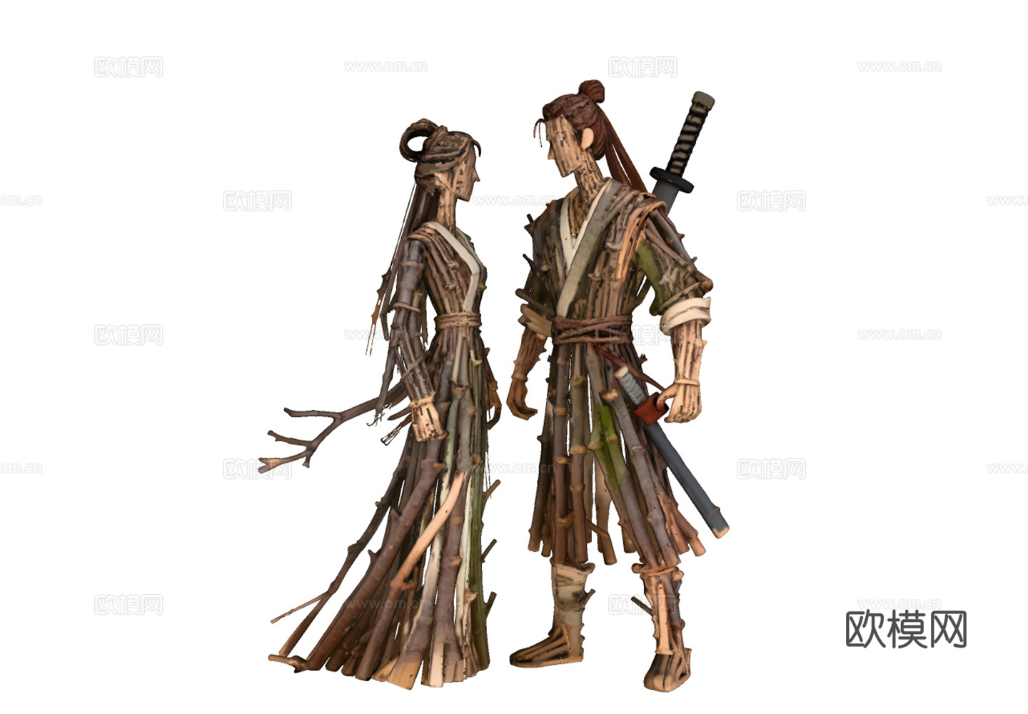 树枝雕塑 树枝摆件 艺术摆件 树枝人物 雕塑摆件 景观雕塑su模型