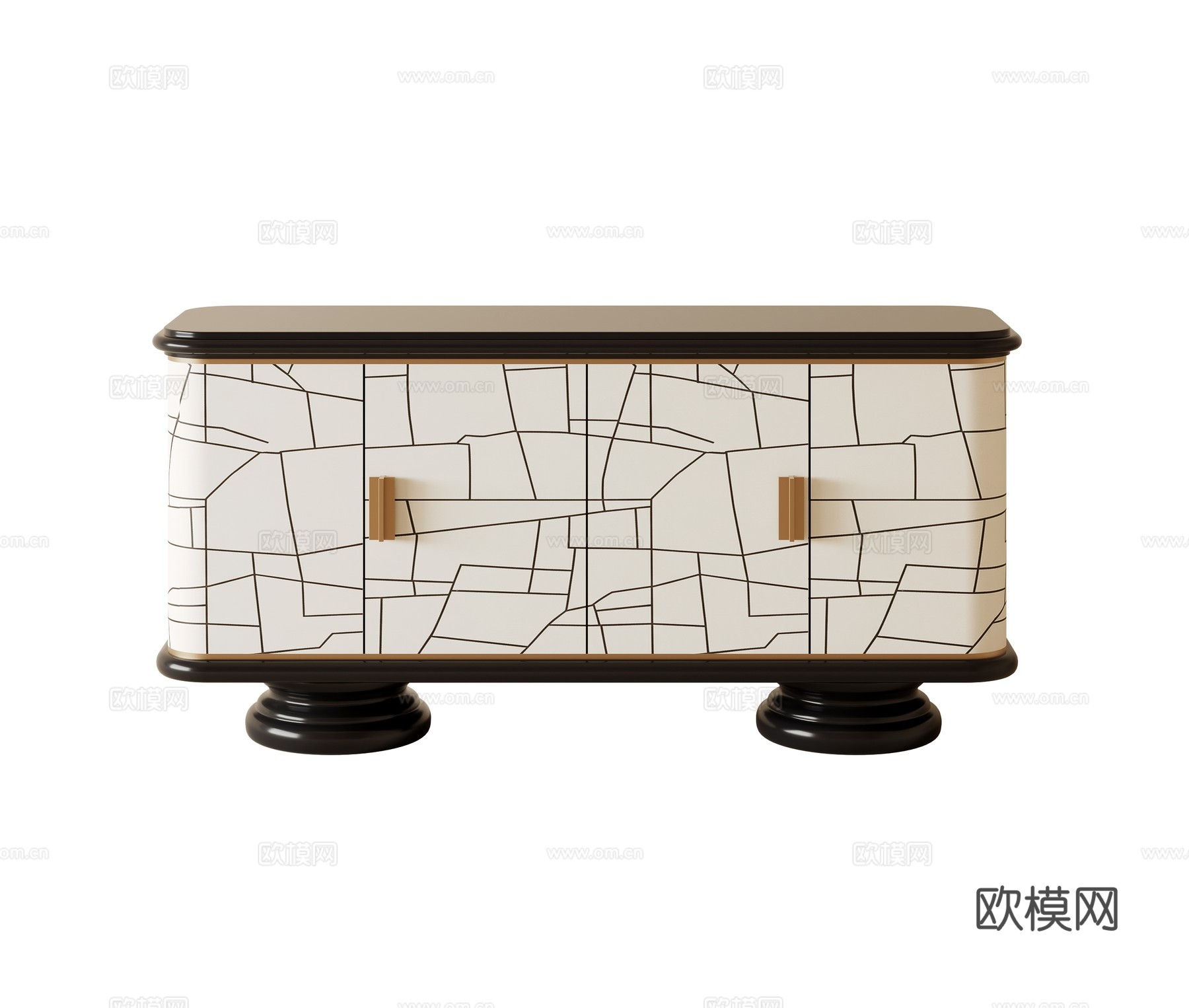 美式轻奢边柜su模型