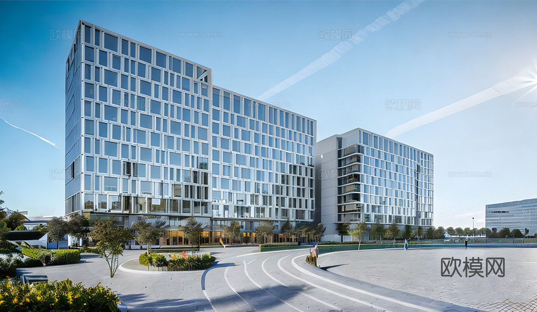 现代企业写字楼  企业办公楼 企业总部写字楼su模型su模型