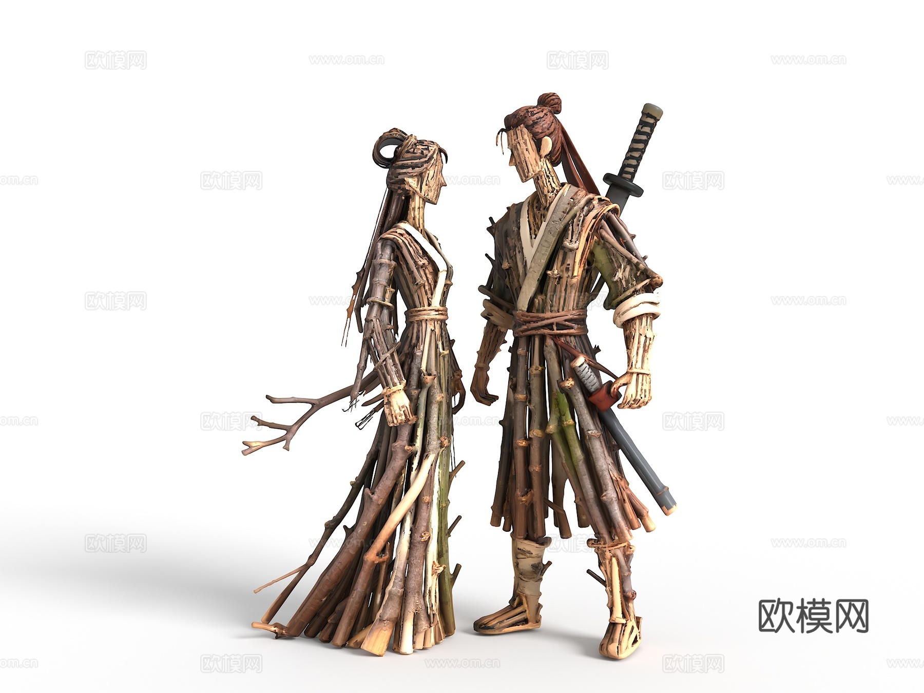 树枝雕塑 树枝摆件 艺术摆件 树枝人物 雕塑摆件 景观雕塑su模型