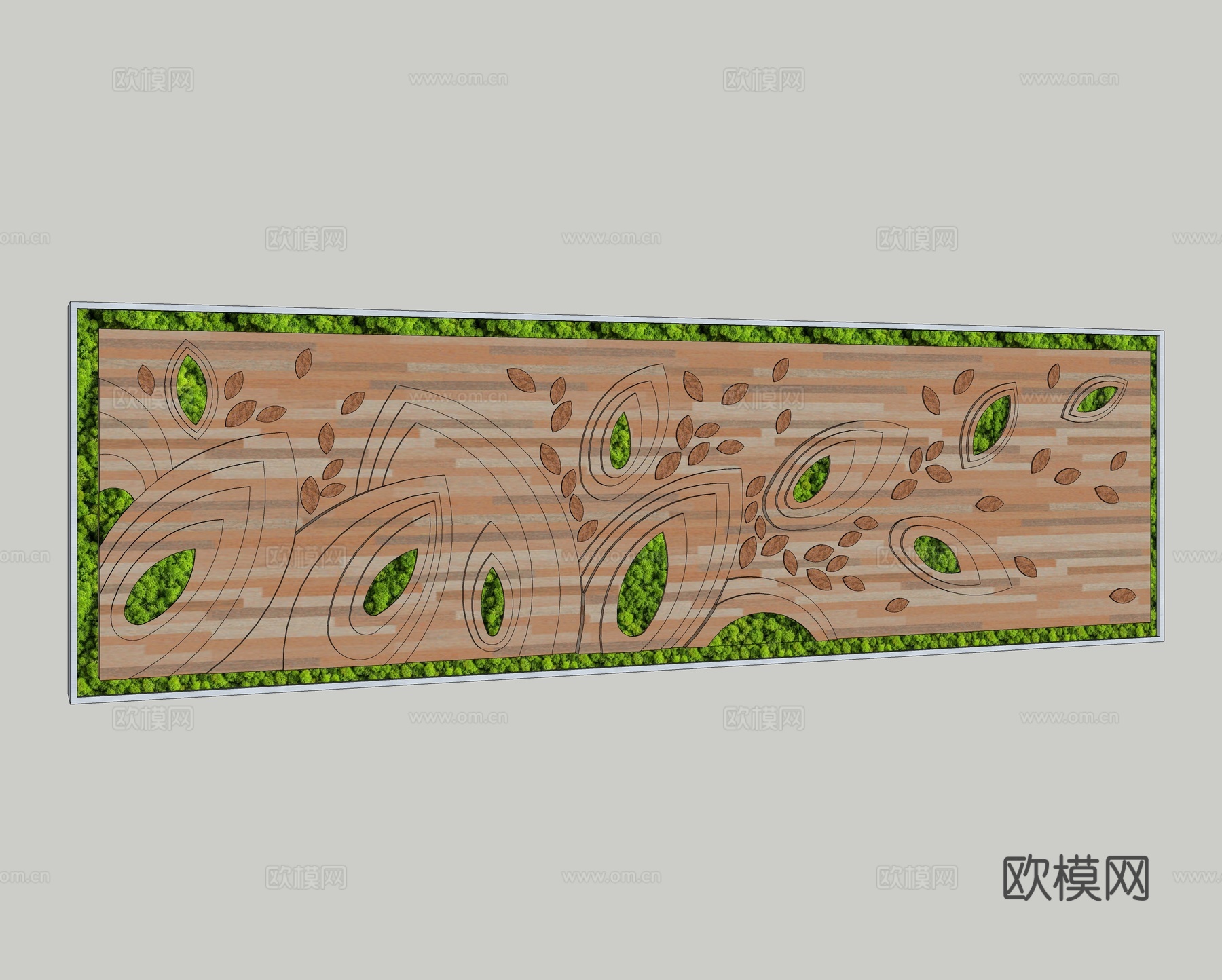 现代景观墙 绿植墙 植物墙 花瓣景观墙 广场花园景墙su模型