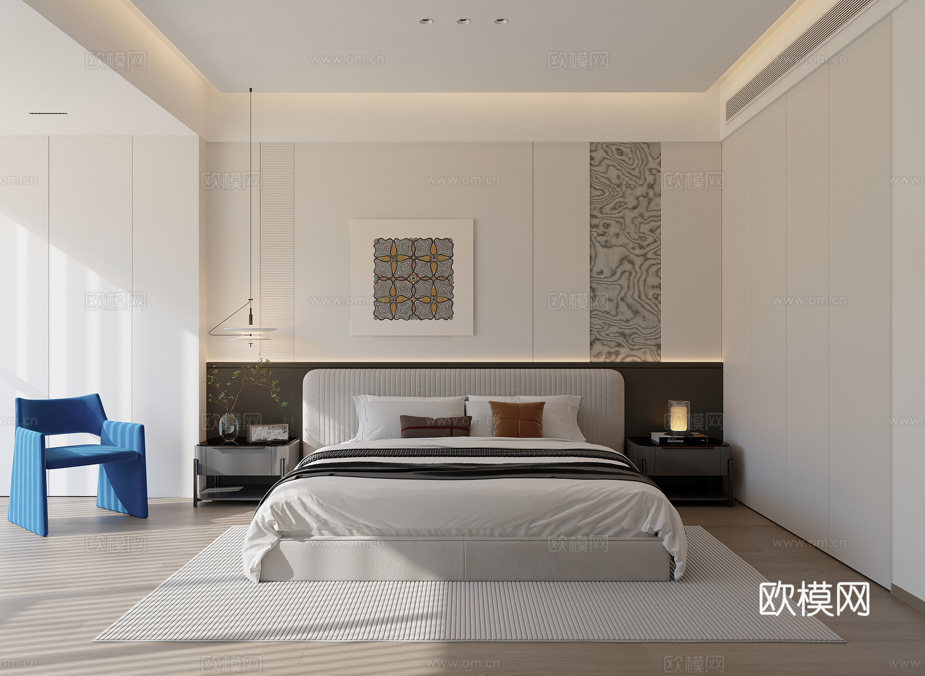 现代黑白灰卧室su模型
