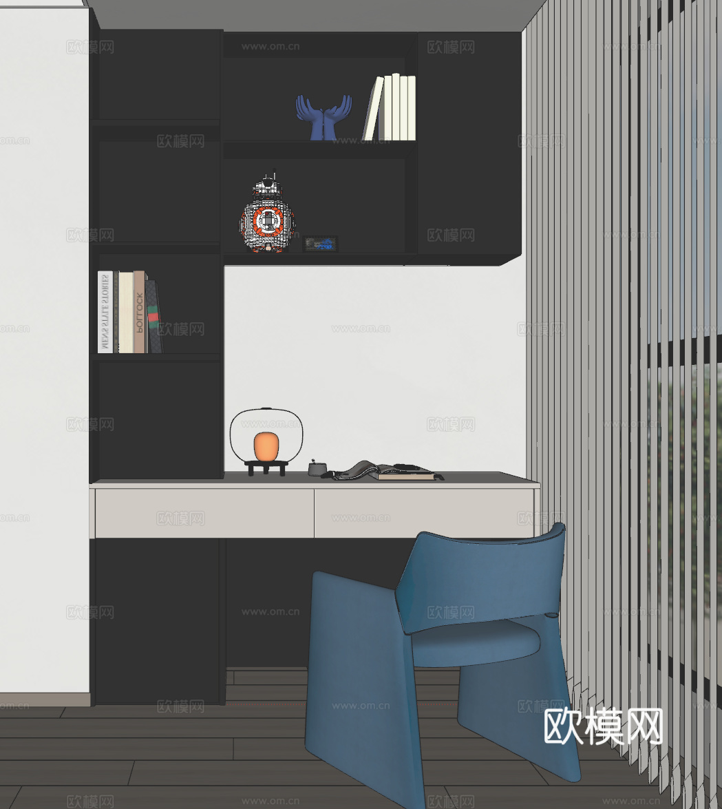 定制书柜梳妆柜su模型