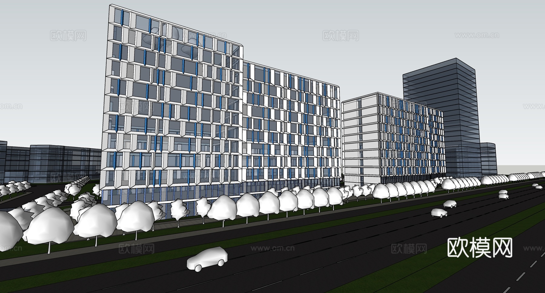 现代企业写字楼  企业办公楼 企业总部写字楼su模型su模型