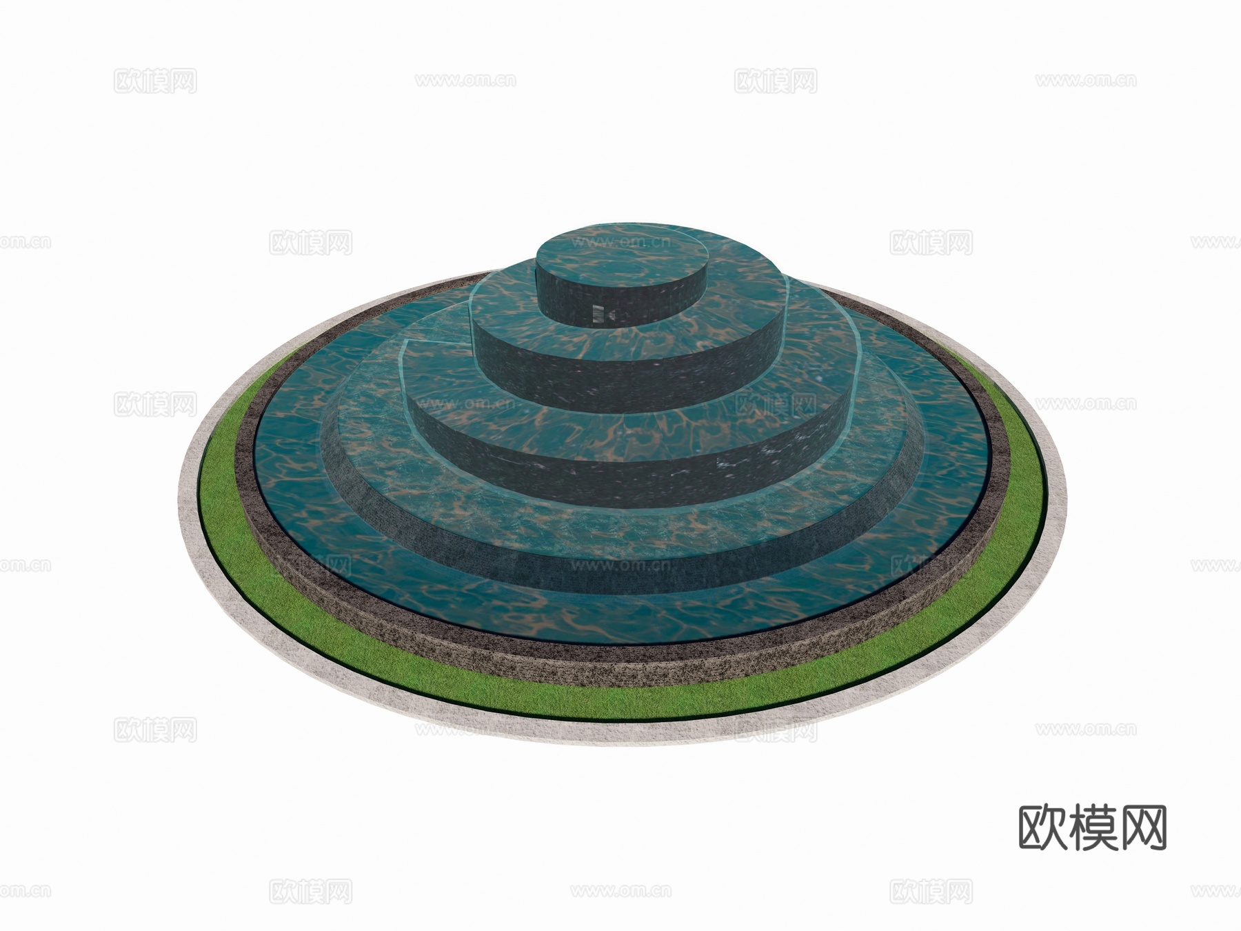 现代水景 圆形水景景观 叠水跌水景观 广场公园花园水景su模型