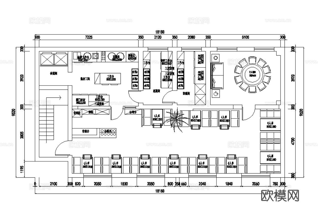 火锅店 铜火锅 自助火锅 清真火锅 餐饮空间cad施工图