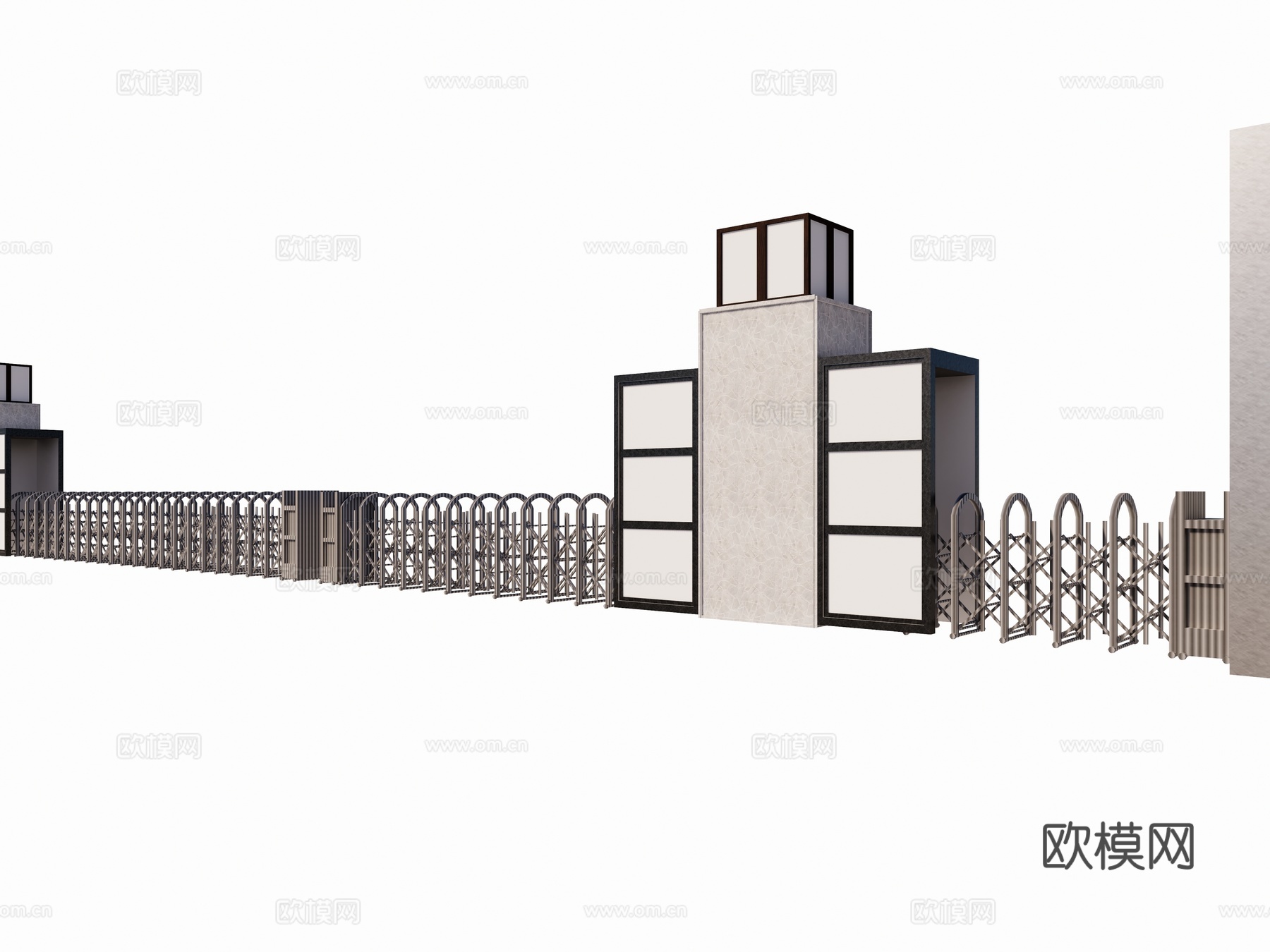 现代景区 住宅区 私人场所空间 道闸 移动伸缩门 物业们 出su模型