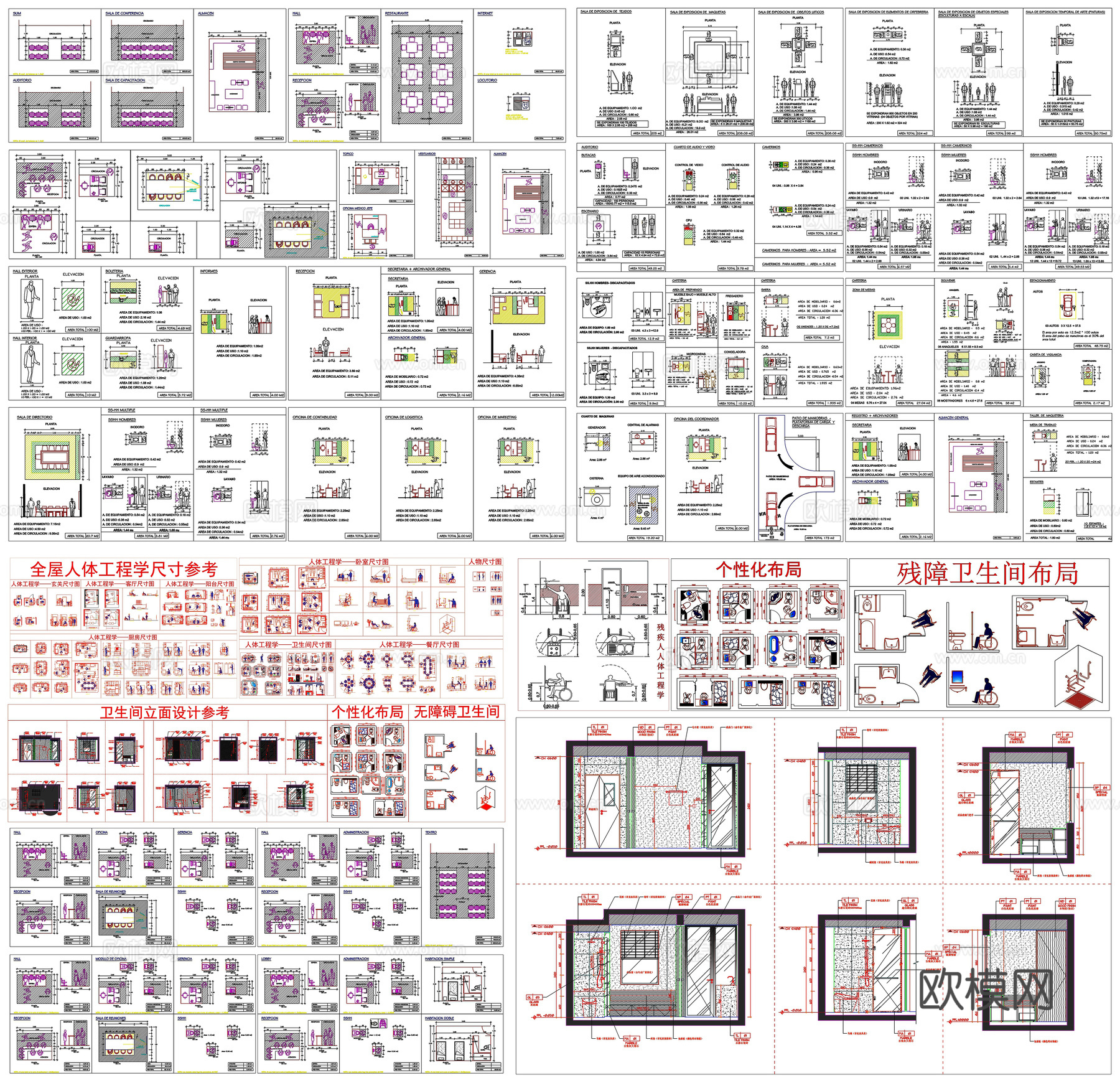 室内装修常用空间尺寸间距CAD素材图库cad施工图