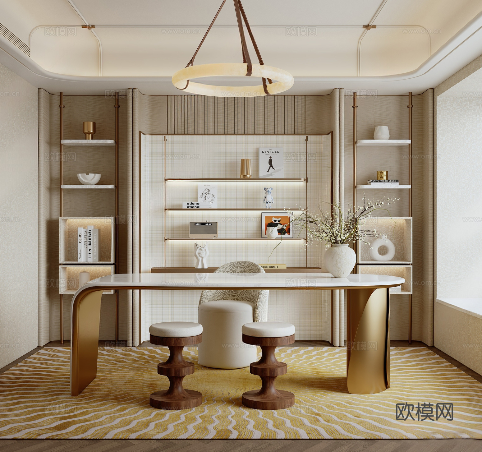轻奢书房3d模型下载
