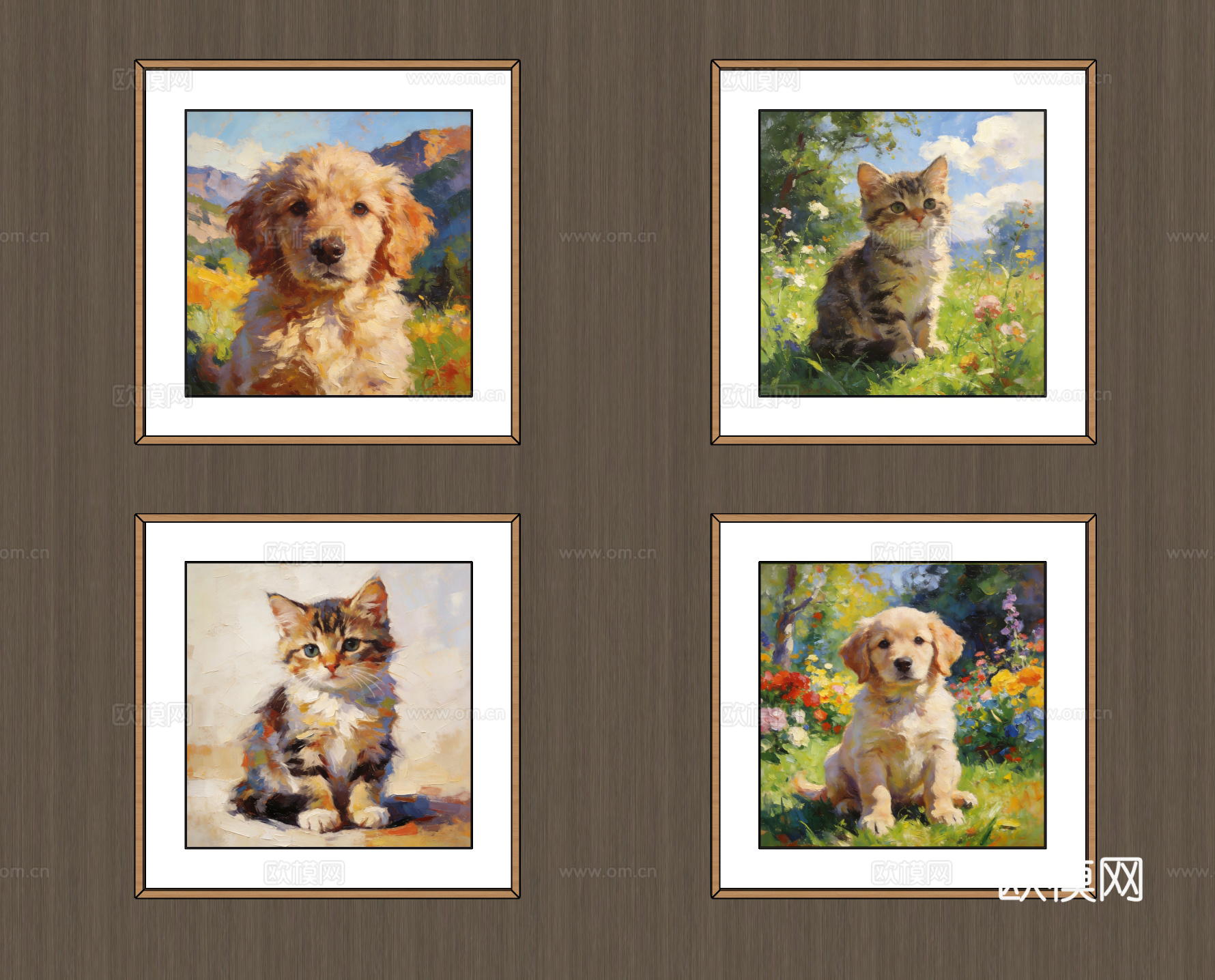 动物挂画su模型