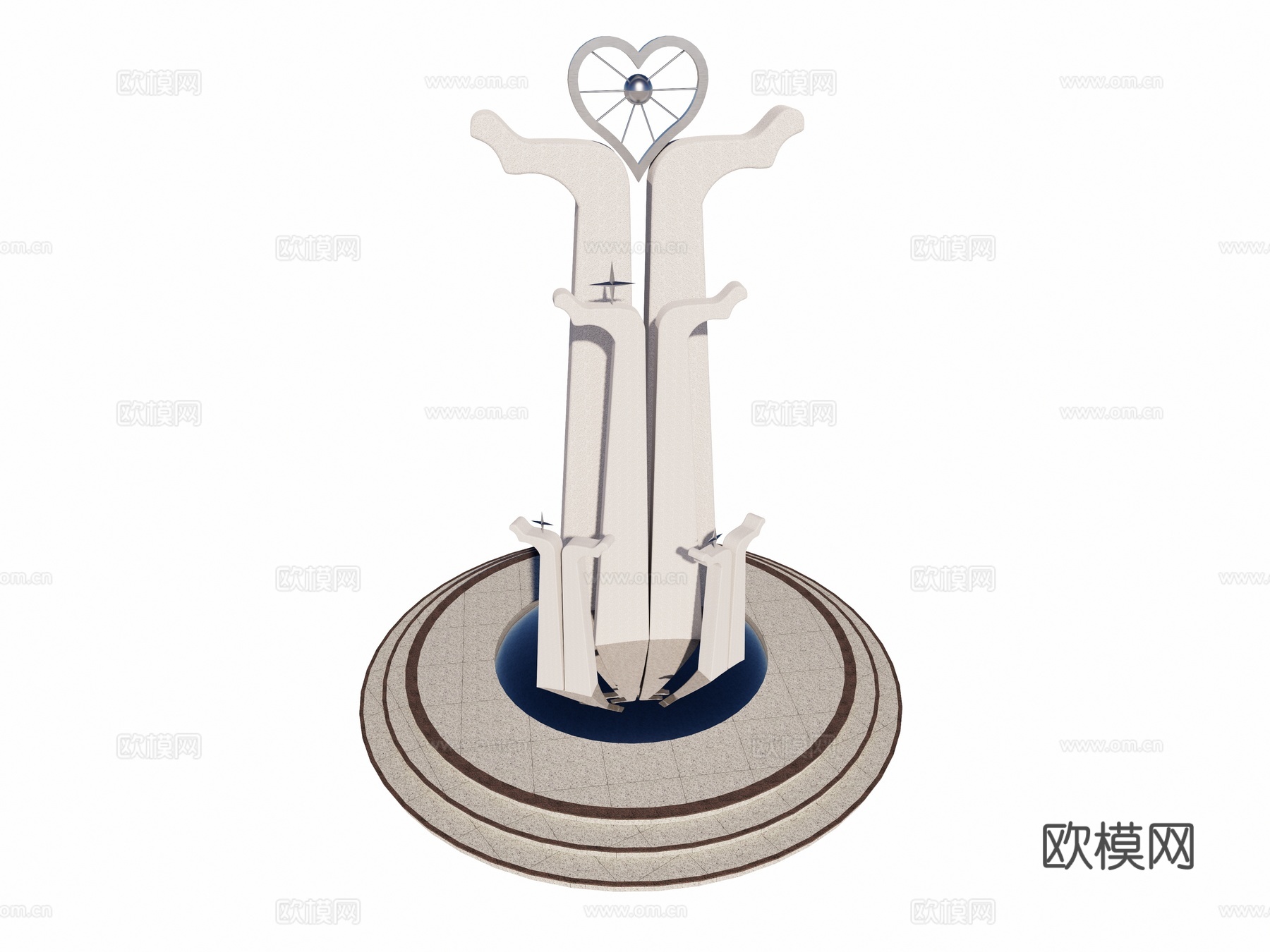 现代景观雕塑 烈士陵园雕塑 爱心 手掌雕塑 景观构筑物小品su模型