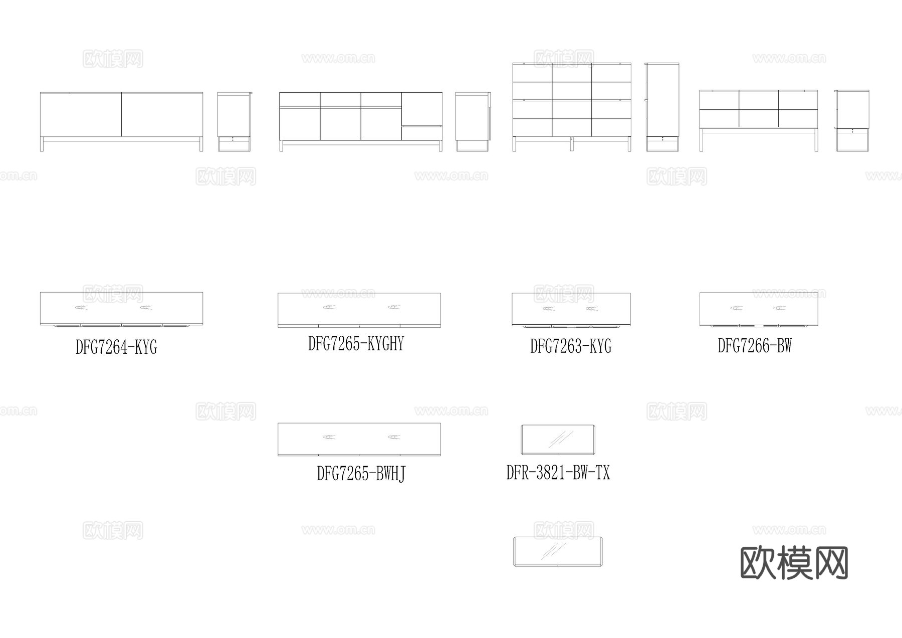 餐桌椅组合、餐边柜、餐台、餐椅等cad施工图