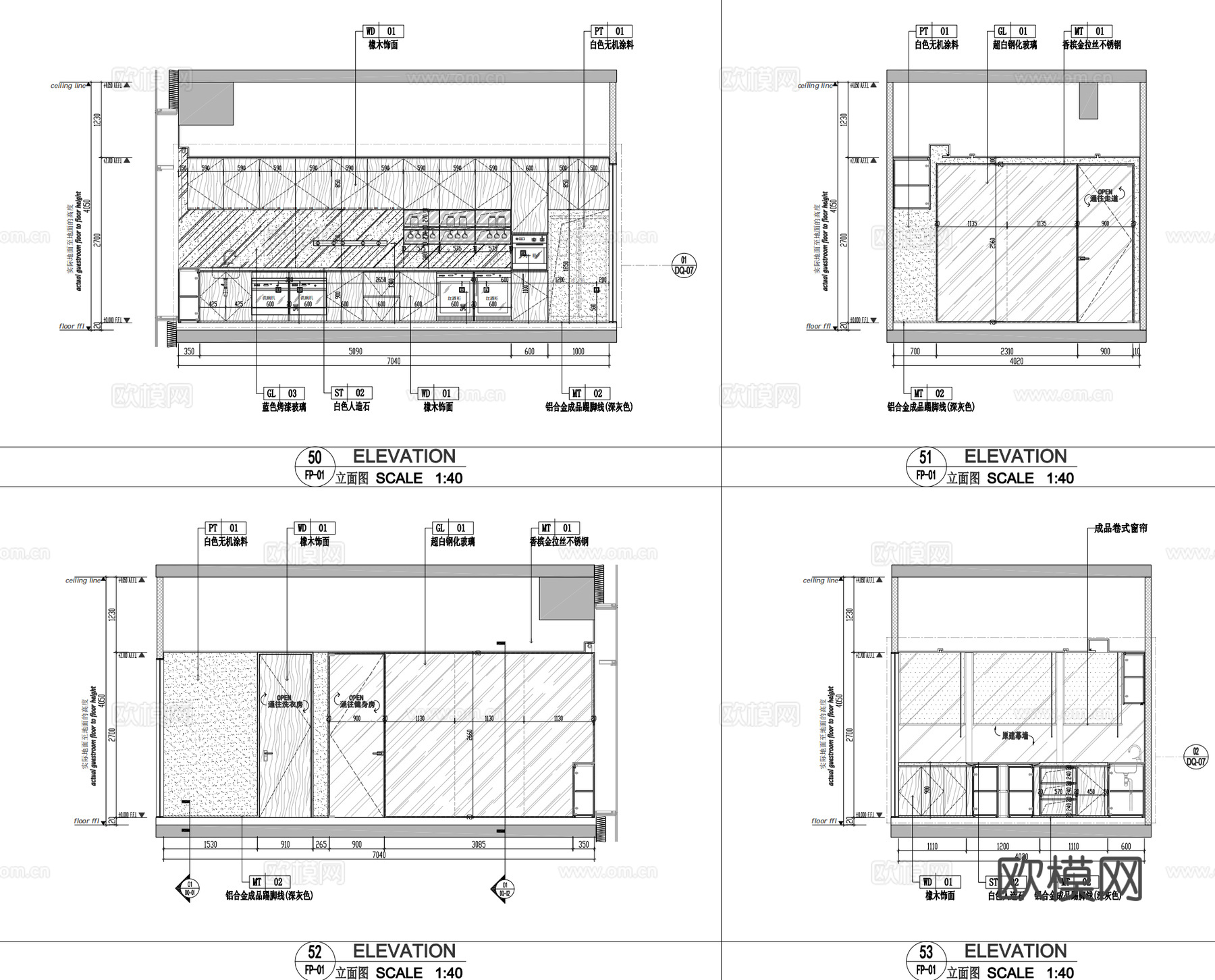450m²办公室CAD施工图、机电图、效果图、物料册cad施工图下载（渲染图7）