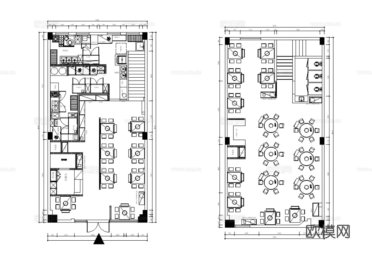 火锅店 铜火锅 自助火锅 清真火锅 餐饮空间cad施工图