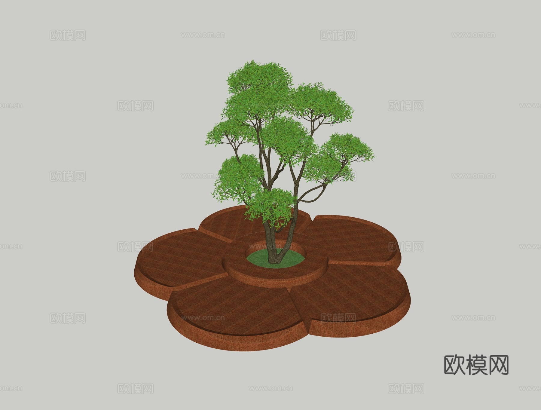 现代树池 花池 莲花形休闲坐凳su模型