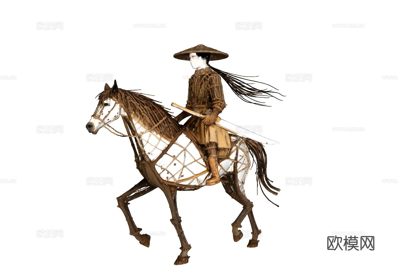 夹克摆件 古镇雕塑 树枝雕塑 树枝摆件 艺术摆件 树枝人物su模型