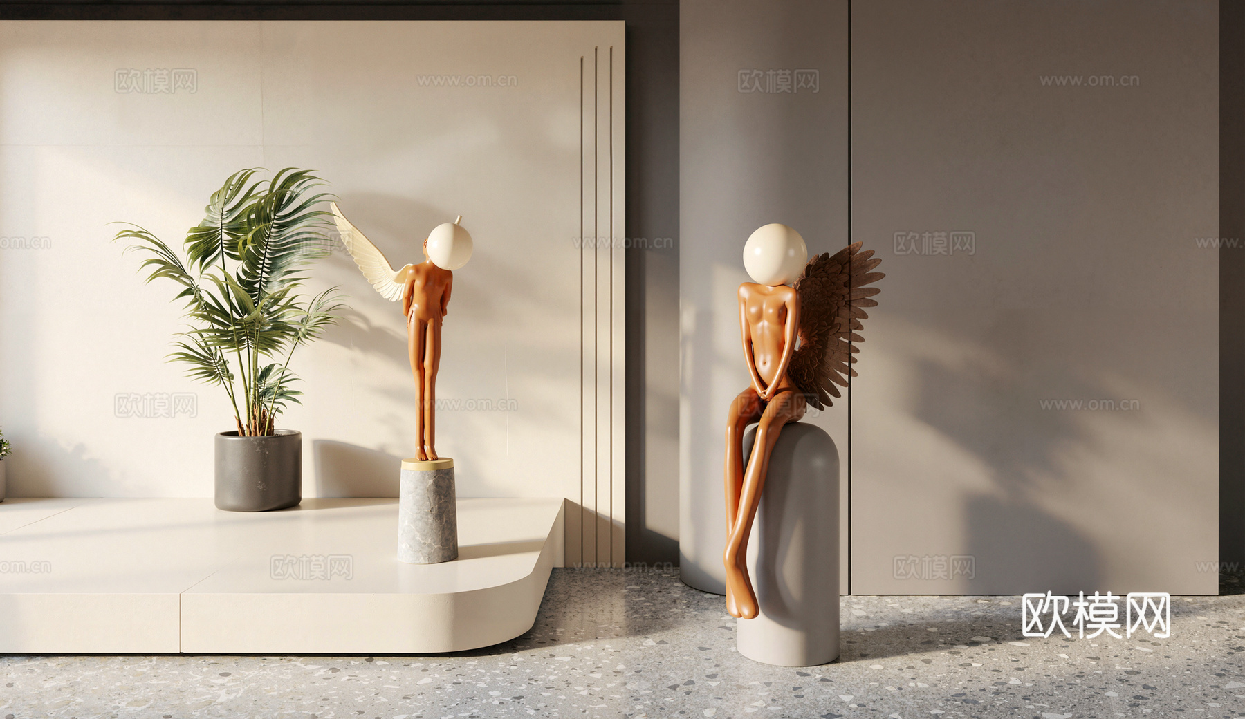 现代意式雕塑摆件_现代意式雕塑摆件_抽象人物雕塑_艺术雕塑_su模型