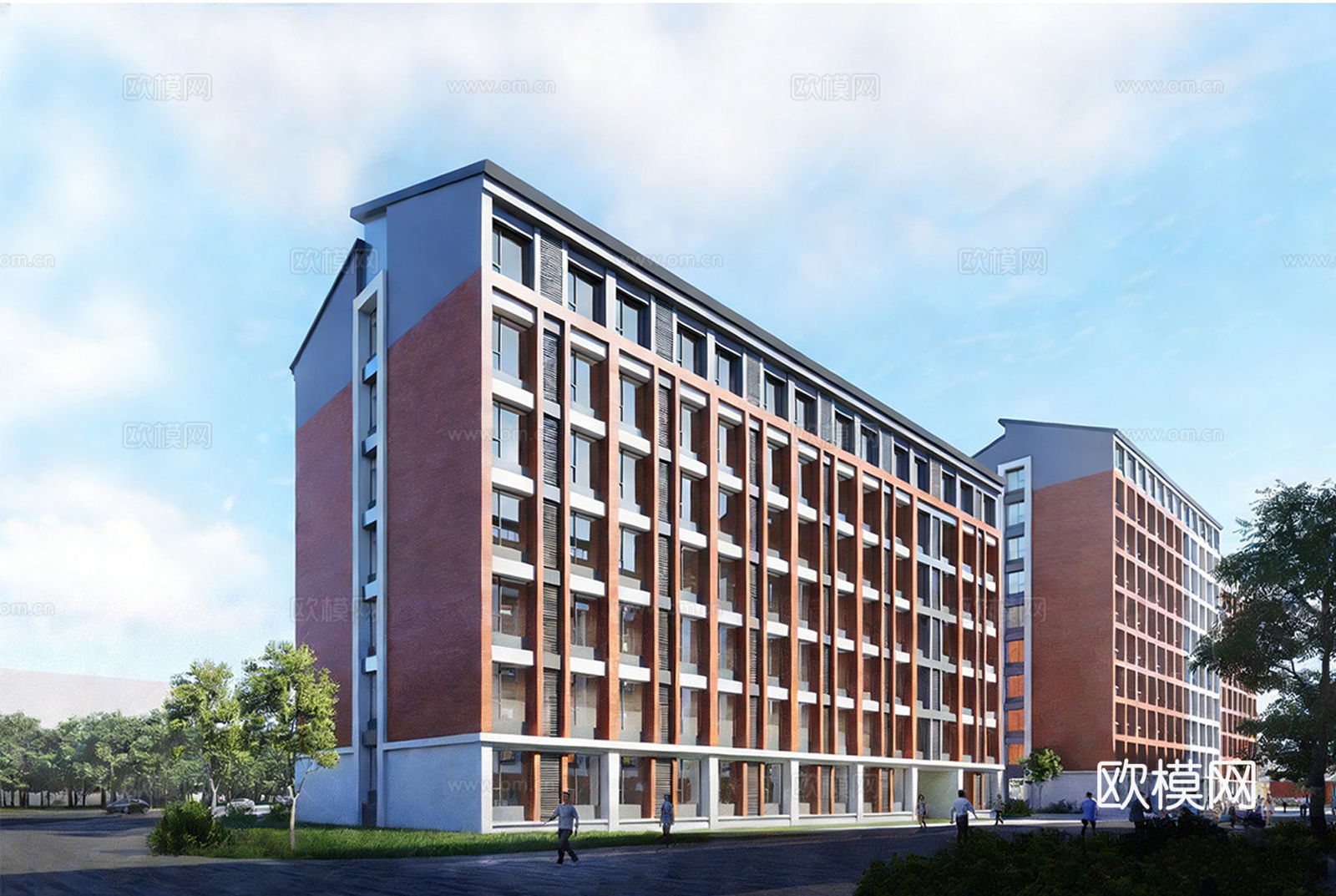 新中式学校建筑 学校宿舍建筑 公寓建筑 人才公寓su模型