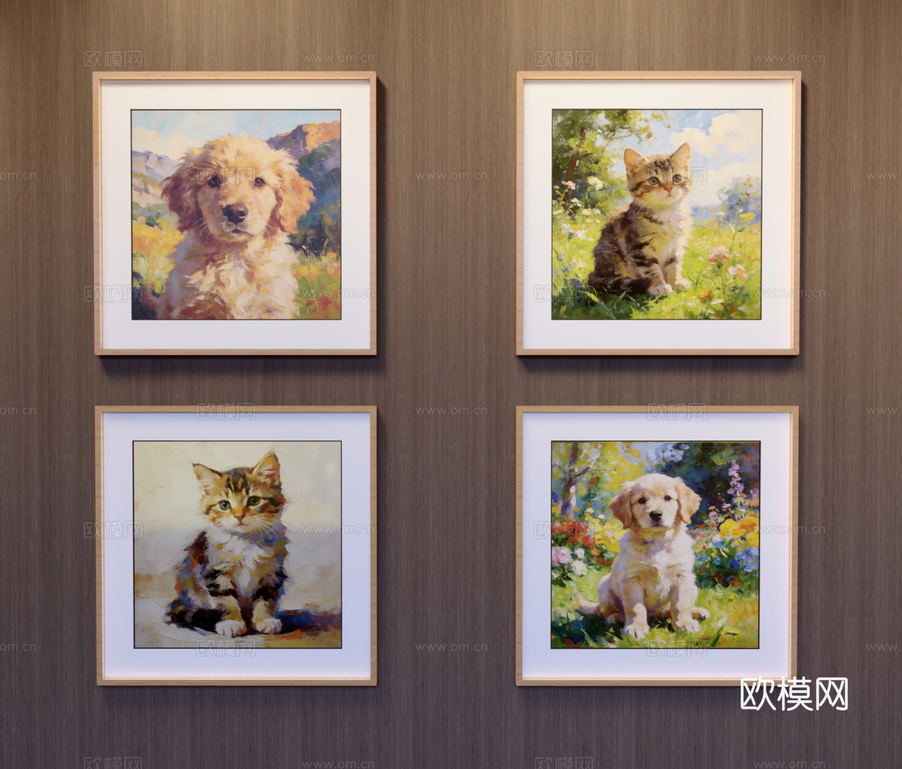 动物挂画su模型